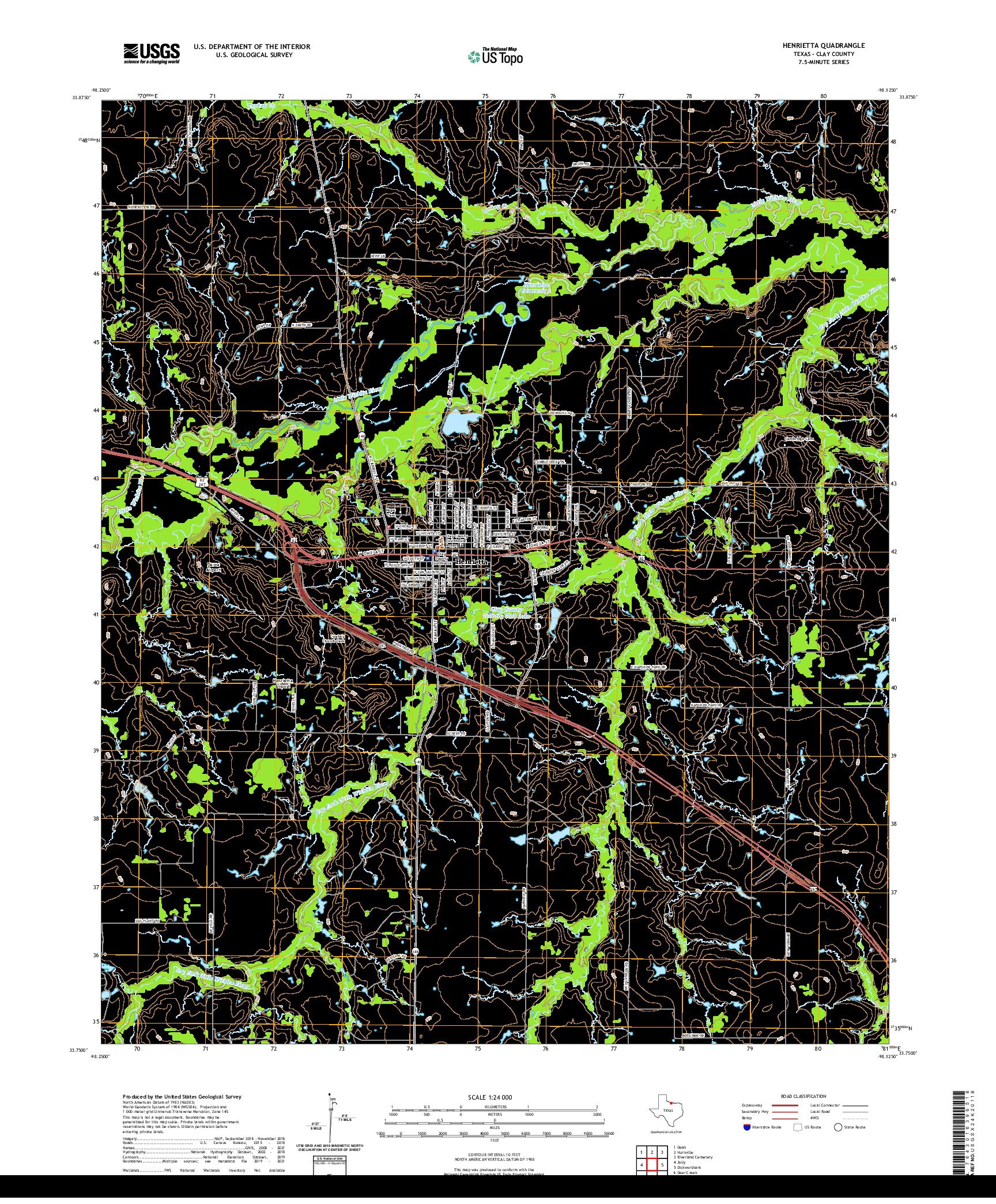 US TOPO 7.5-MINUTE MAP FOR HENRIETTA, TX