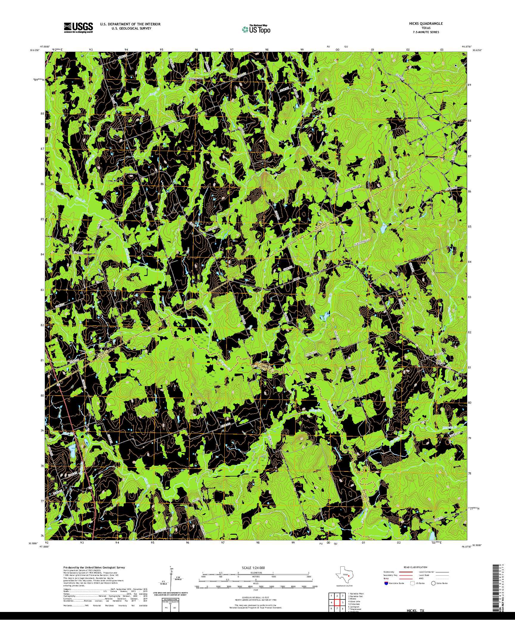 US TOPO 7.5-MINUTE MAP FOR HICKS, TX