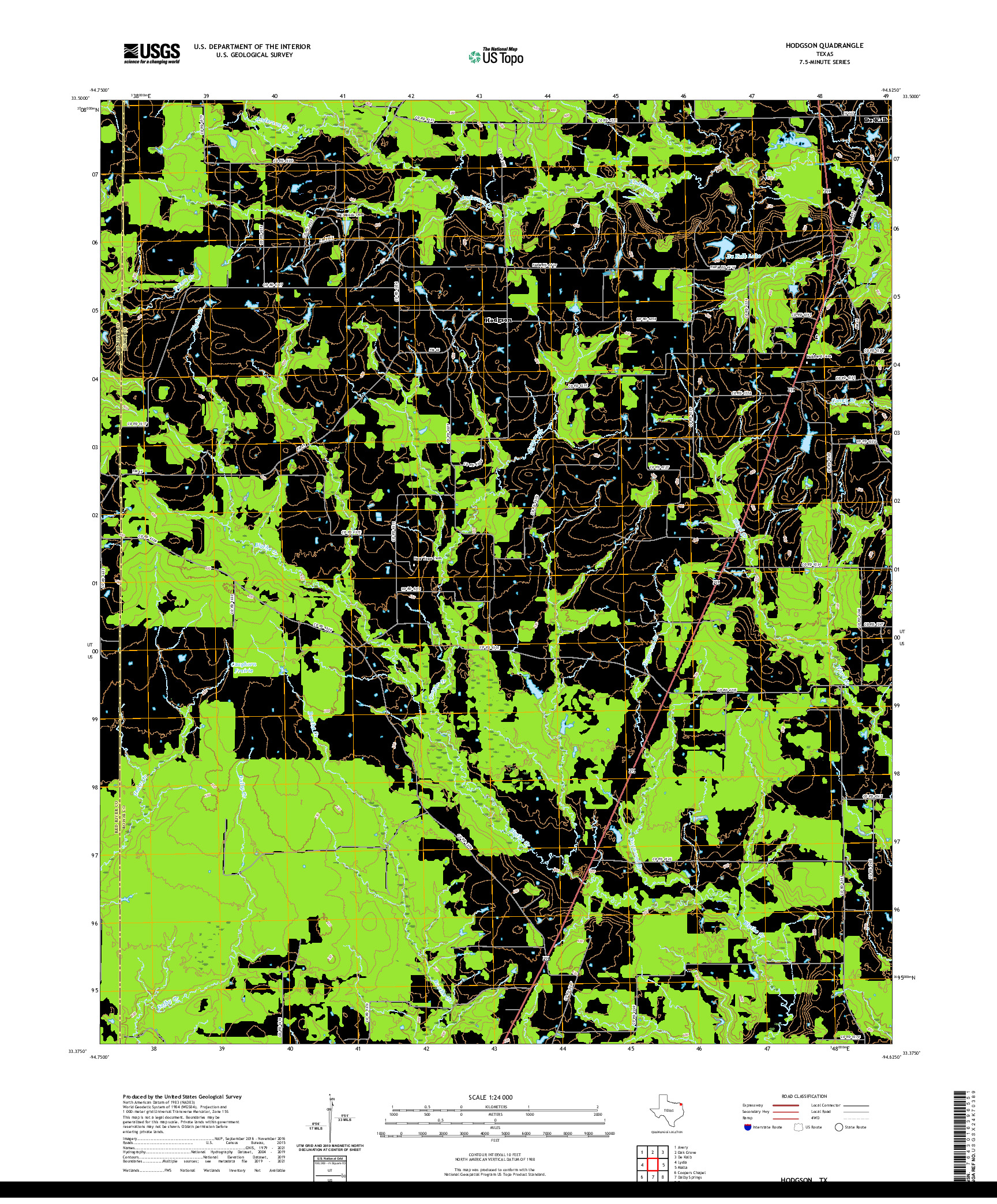 US TOPO 7.5-MINUTE MAP FOR HODGSON, TX