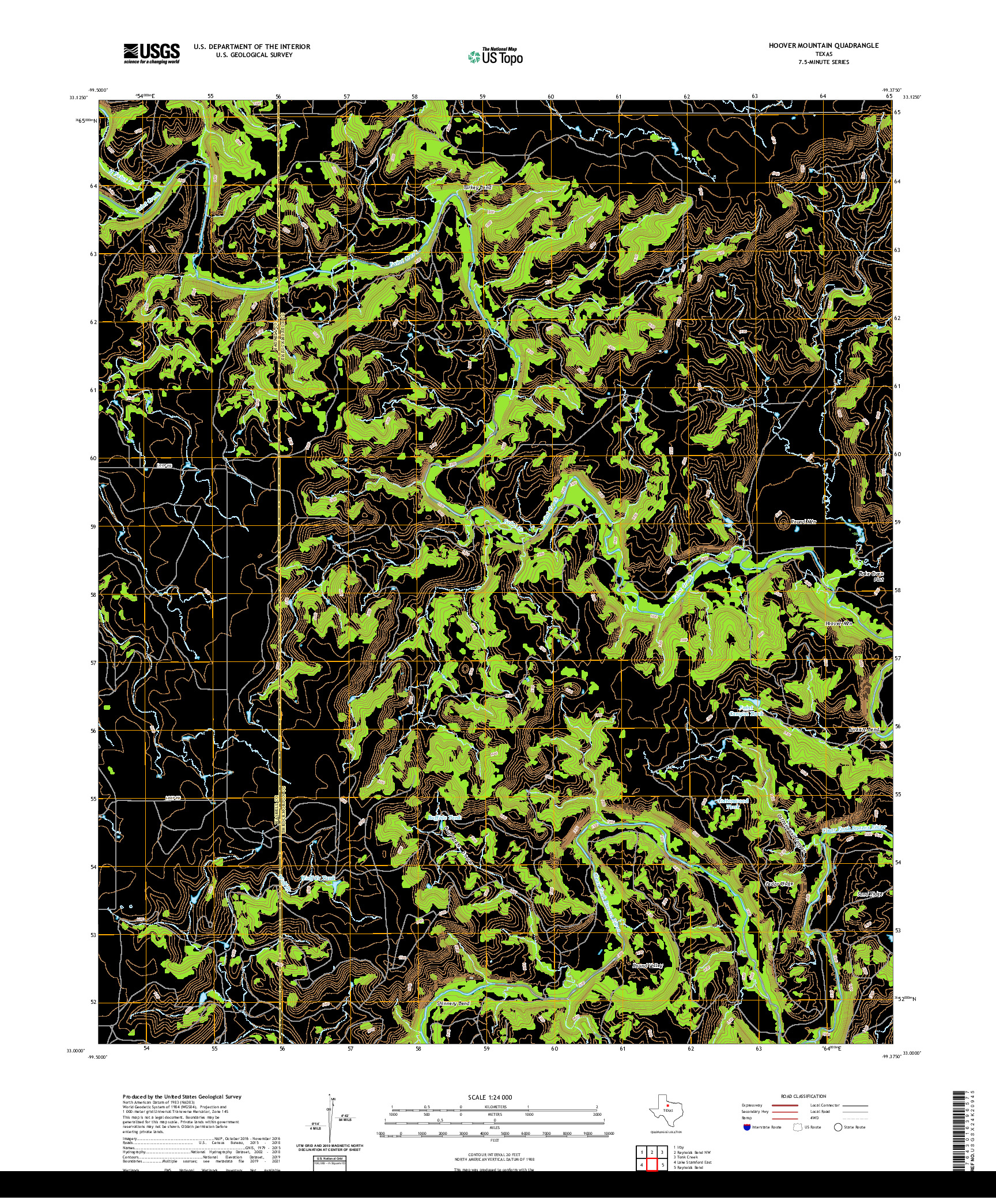 US TOPO 7.5-MINUTE MAP FOR HOOVER MOUNTAIN, TX