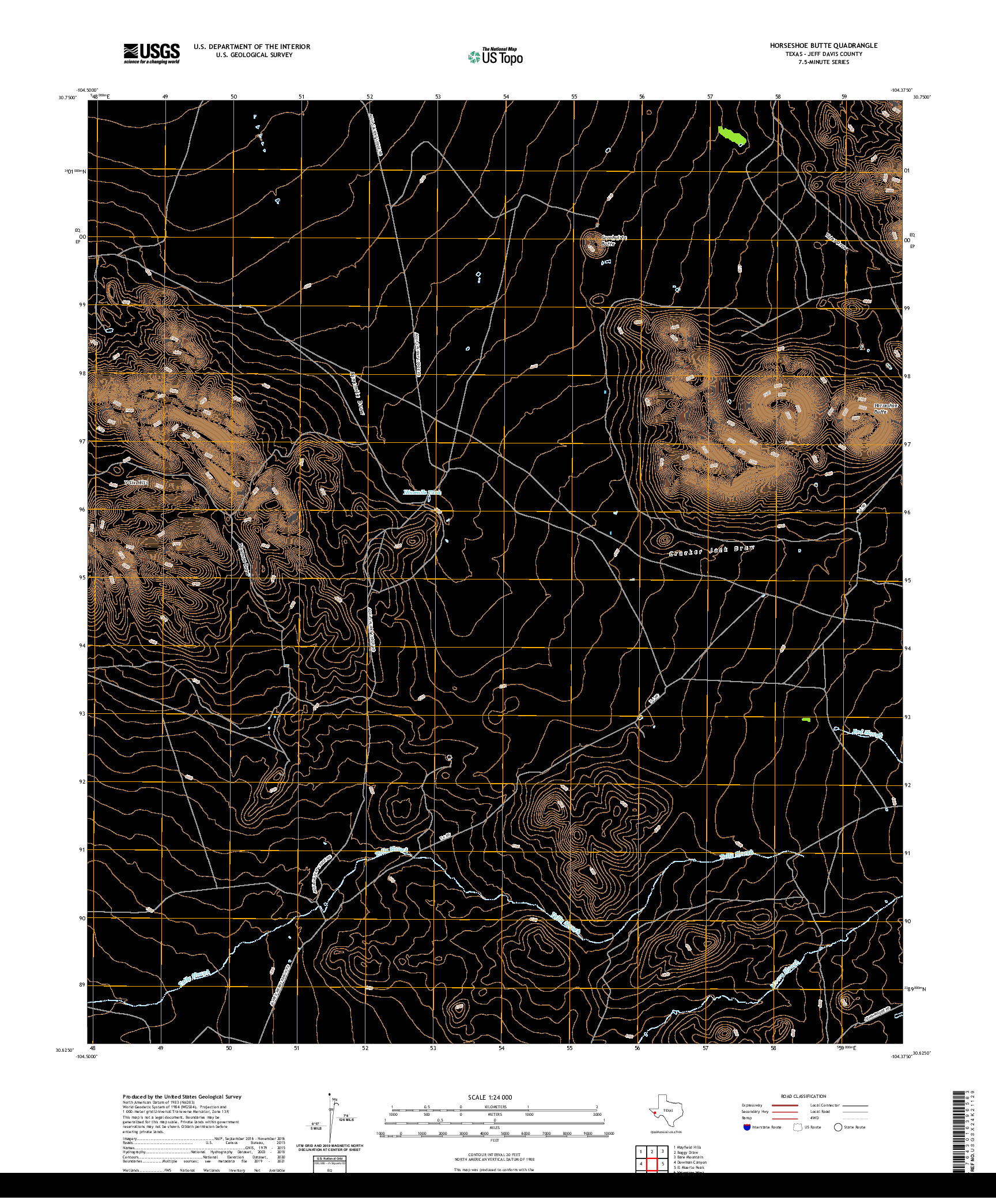 US TOPO 7.5-MINUTE MAP FOR HORSESHOE BUTTE, TX