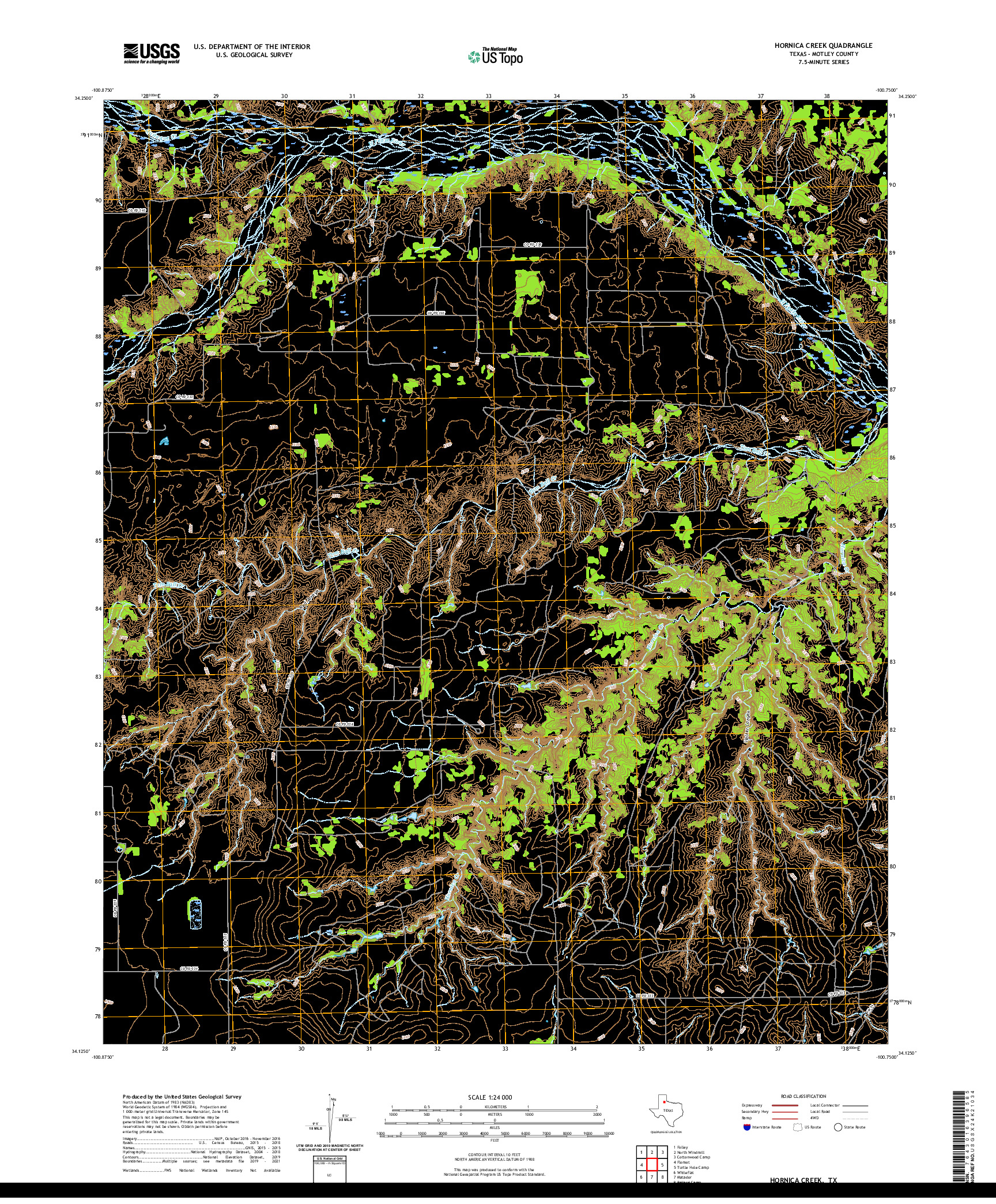 US TOPO 7.5-MINUTE MAP FOR HORNICA CREEK, TX