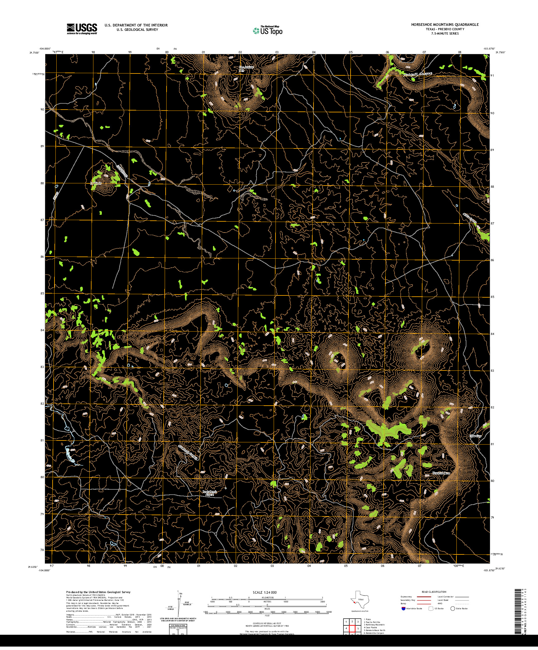 US TOPO 7.5-MINUTE MAP FOR HORSESHOE MOUNTAINS, TX