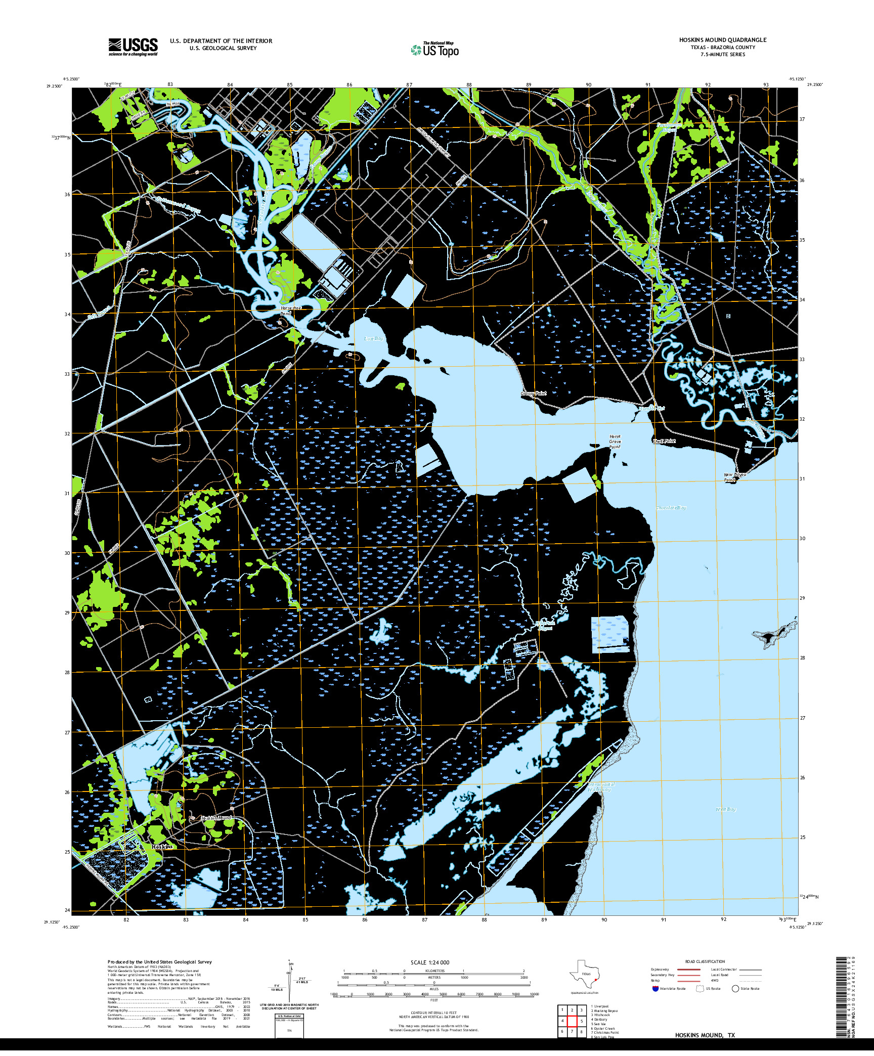 US TOPO 7.5-MINUTE MAP FOR HOSKINS MOUND, TX