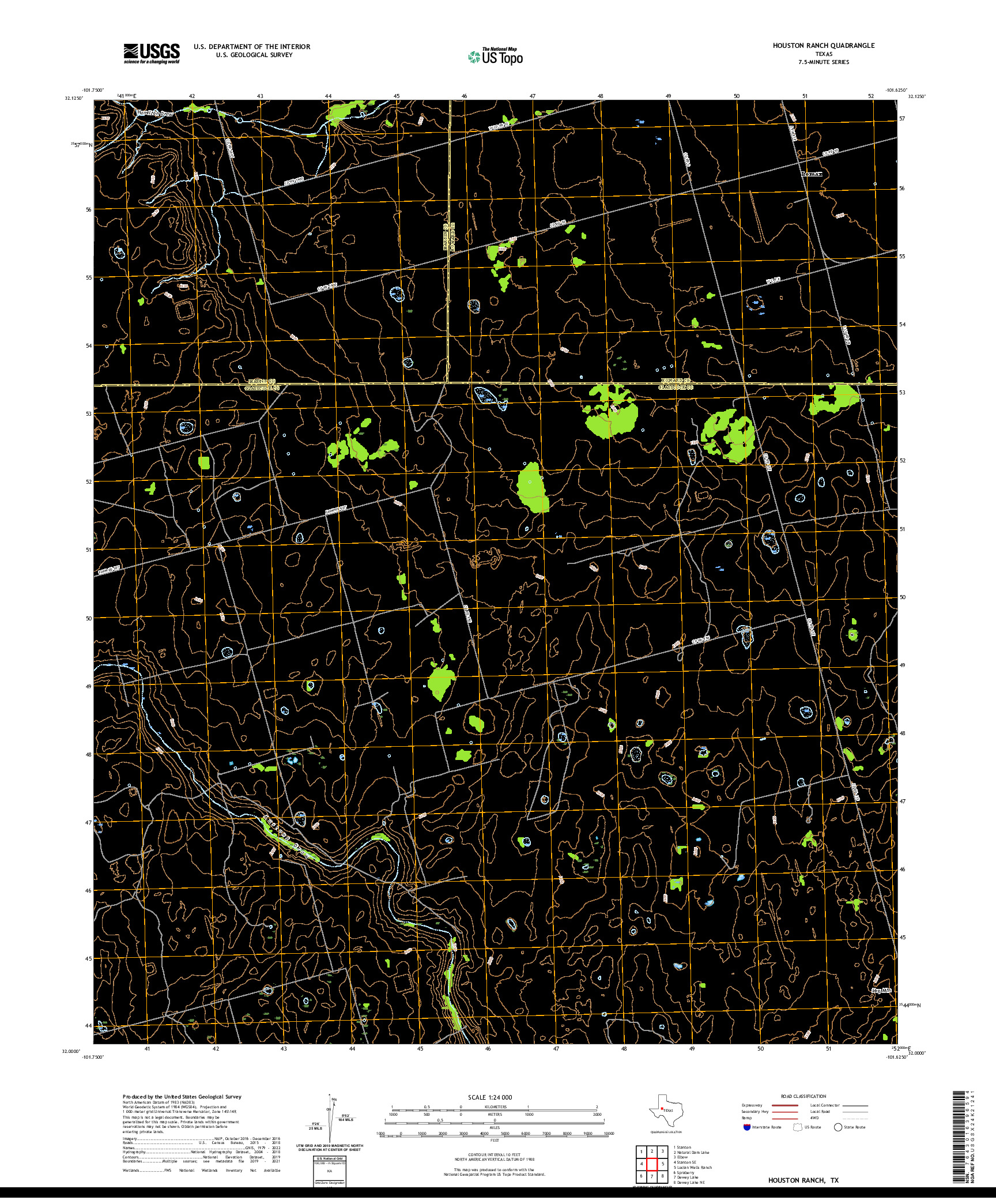 US TOPO 7.5-MINUTE MAP FOR HOUSTON RANCH, TX