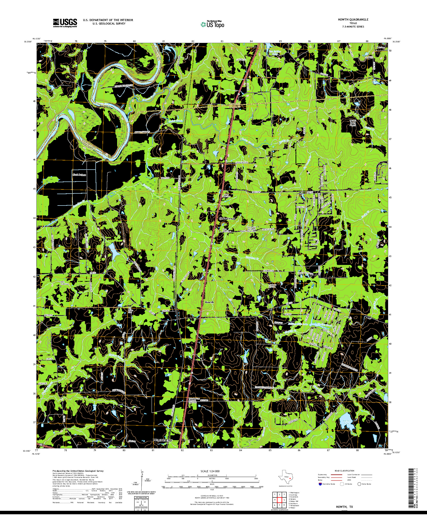 US TOPO 7.5-MINUTE MAP FOR HOWTH, TX