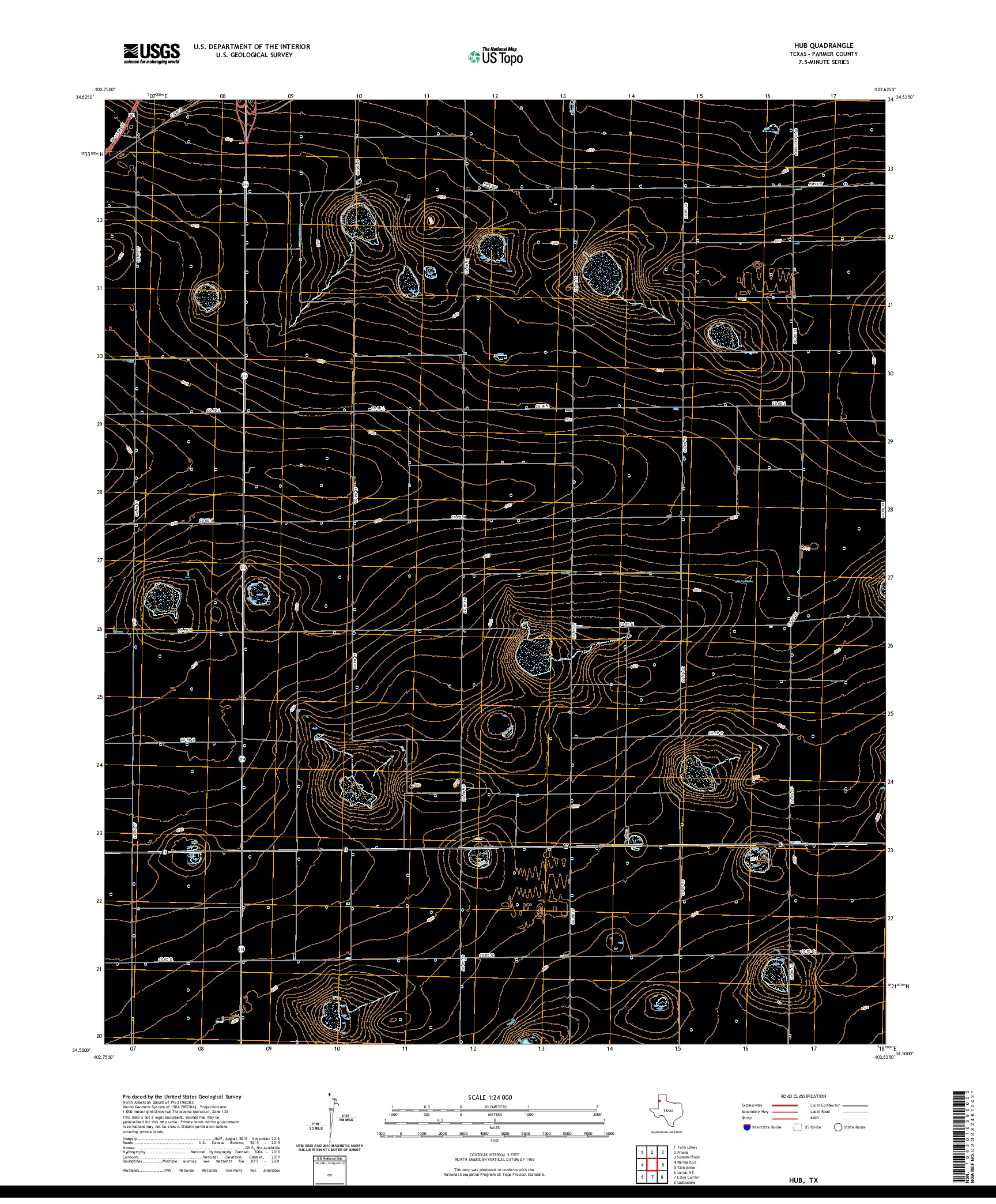 US TOPO 7.5-MINUTE MAP FOR HUB, TX