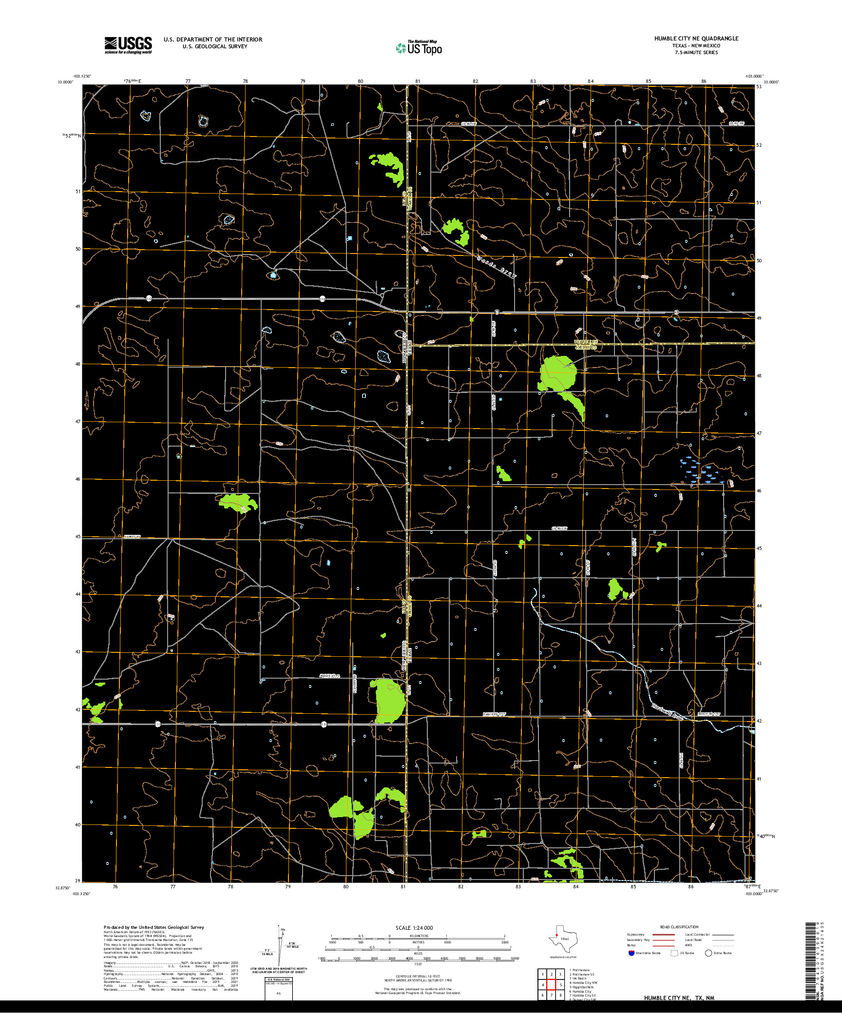 US TOPO 7.5-MINUTE MAP FOR HUMBLE CITY NE, TX,NM