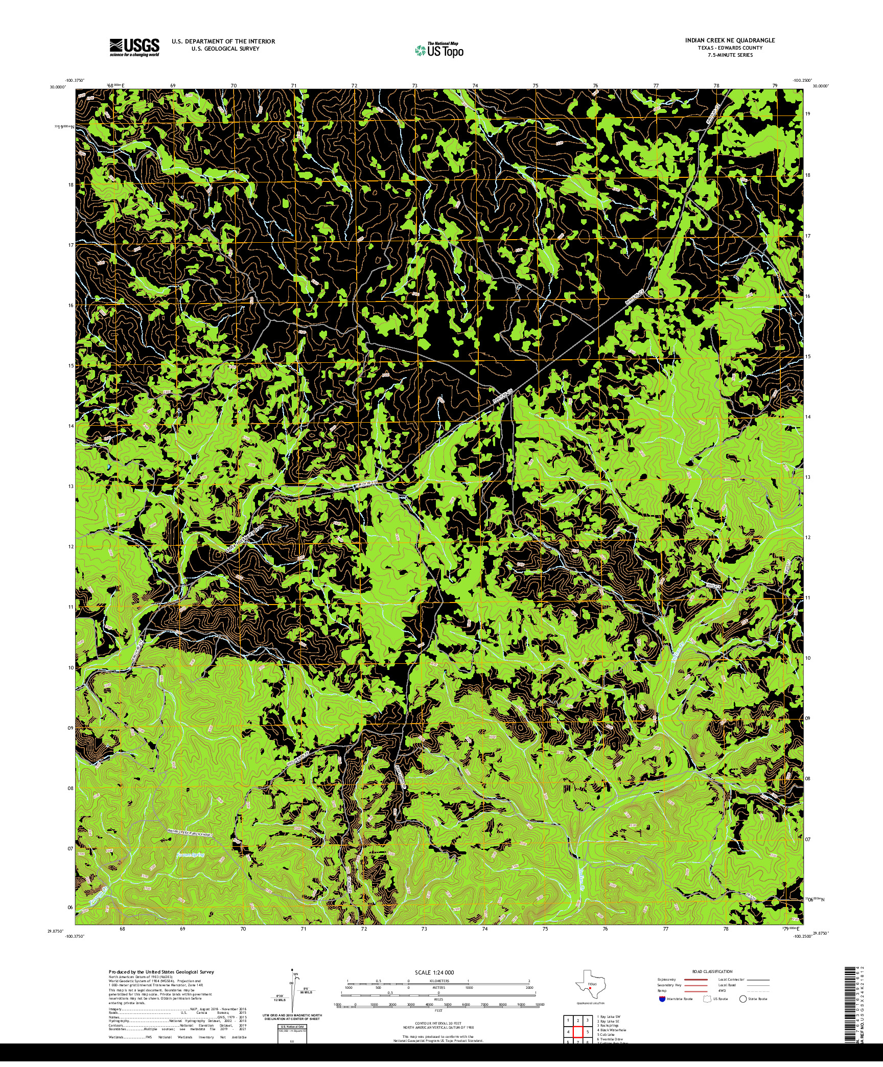 US TOPO 7.5-MINUTE MAP FOR INDIAN CREEK NE, TX