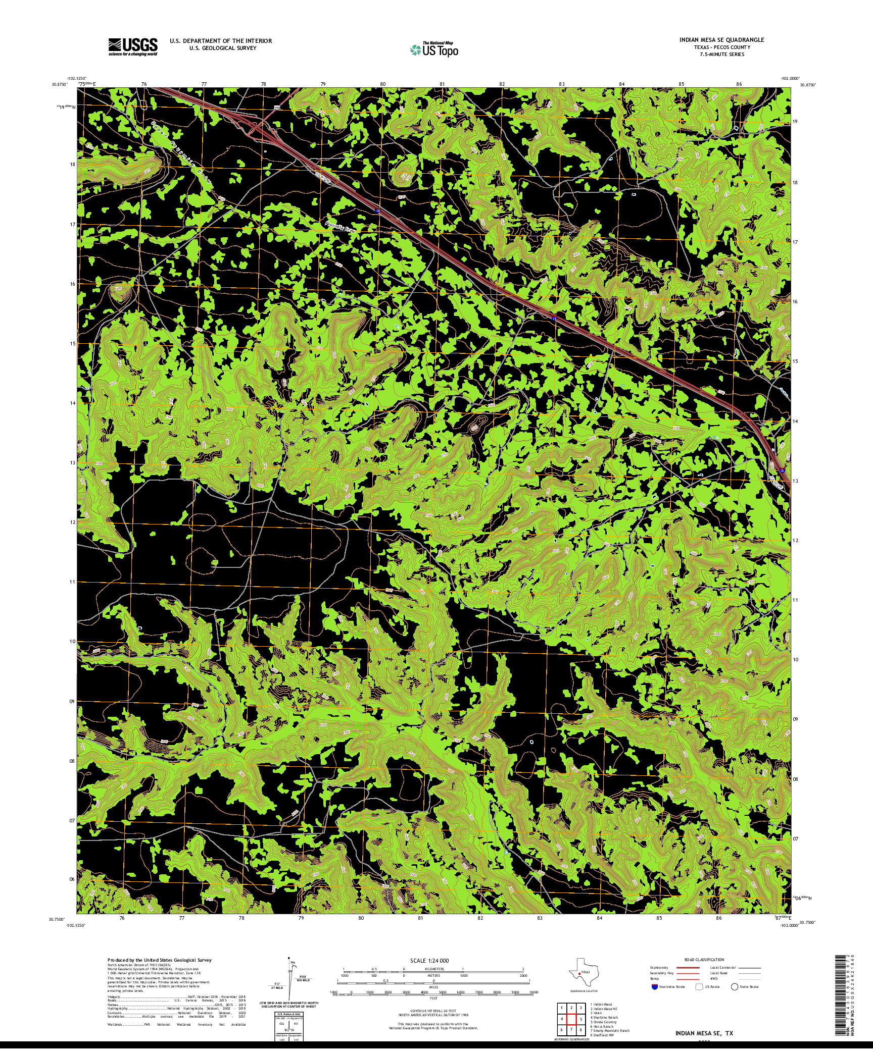 US TOPO 7.5-MINUTE MAP FOR INDIAN MESA SE, TX