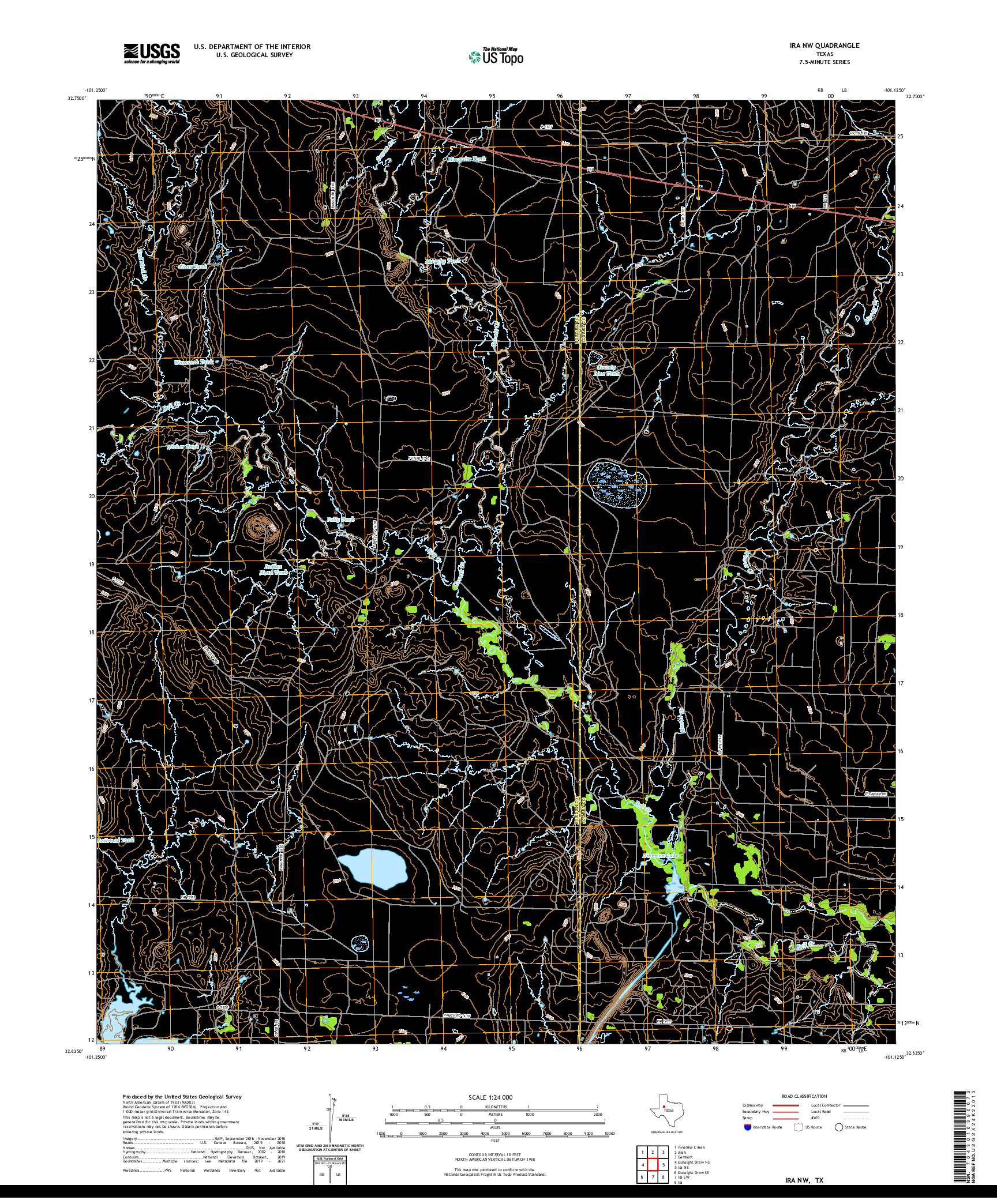 US TOPO 7.5-MINUTE MAP FOR IRA NW, TX