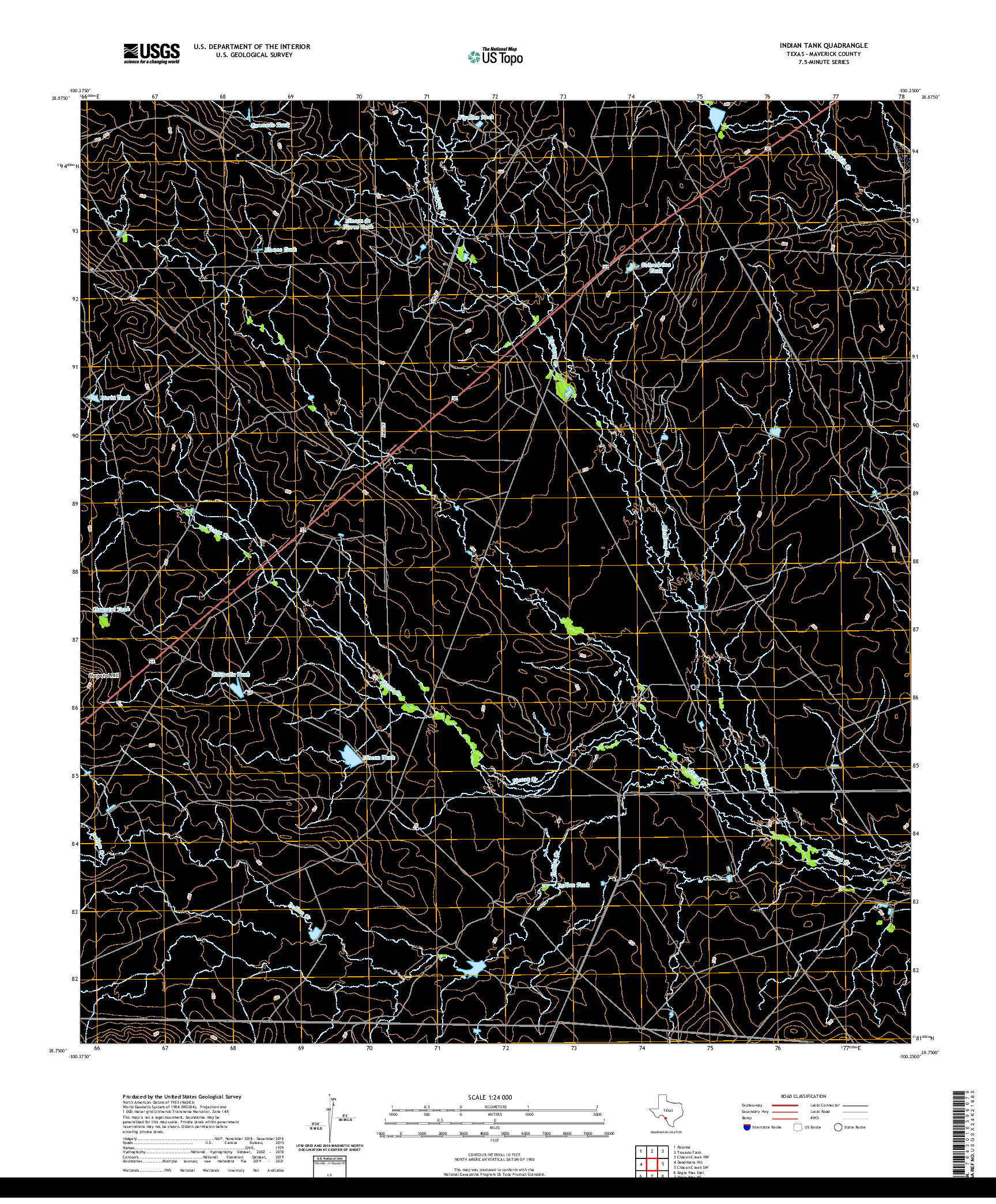 US TOPO 7.5-MINUTE MAP FOR INDIAN TANK, TX