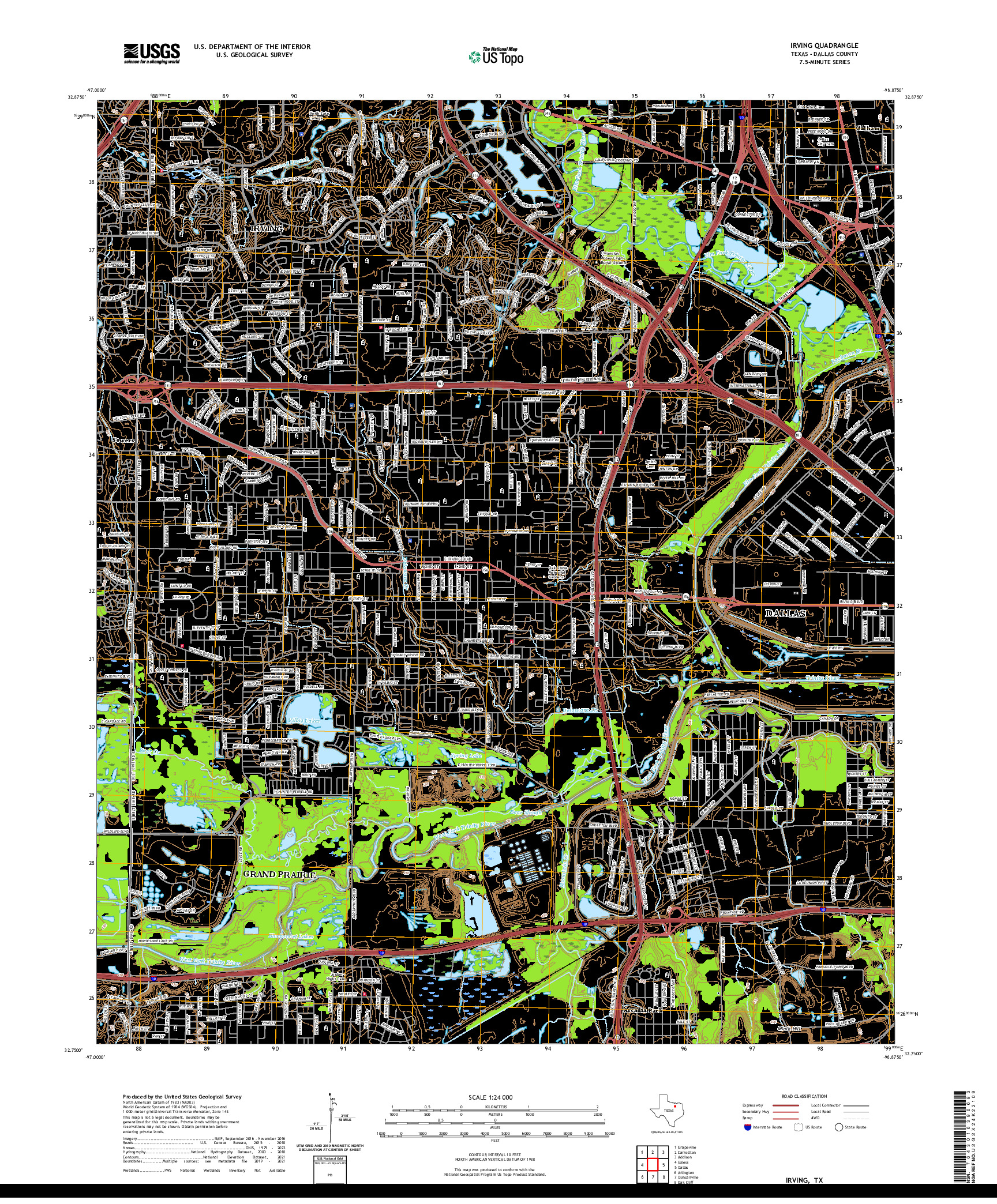 US TOPO 7.5-MINUTE MAP FOR IRVING, TX