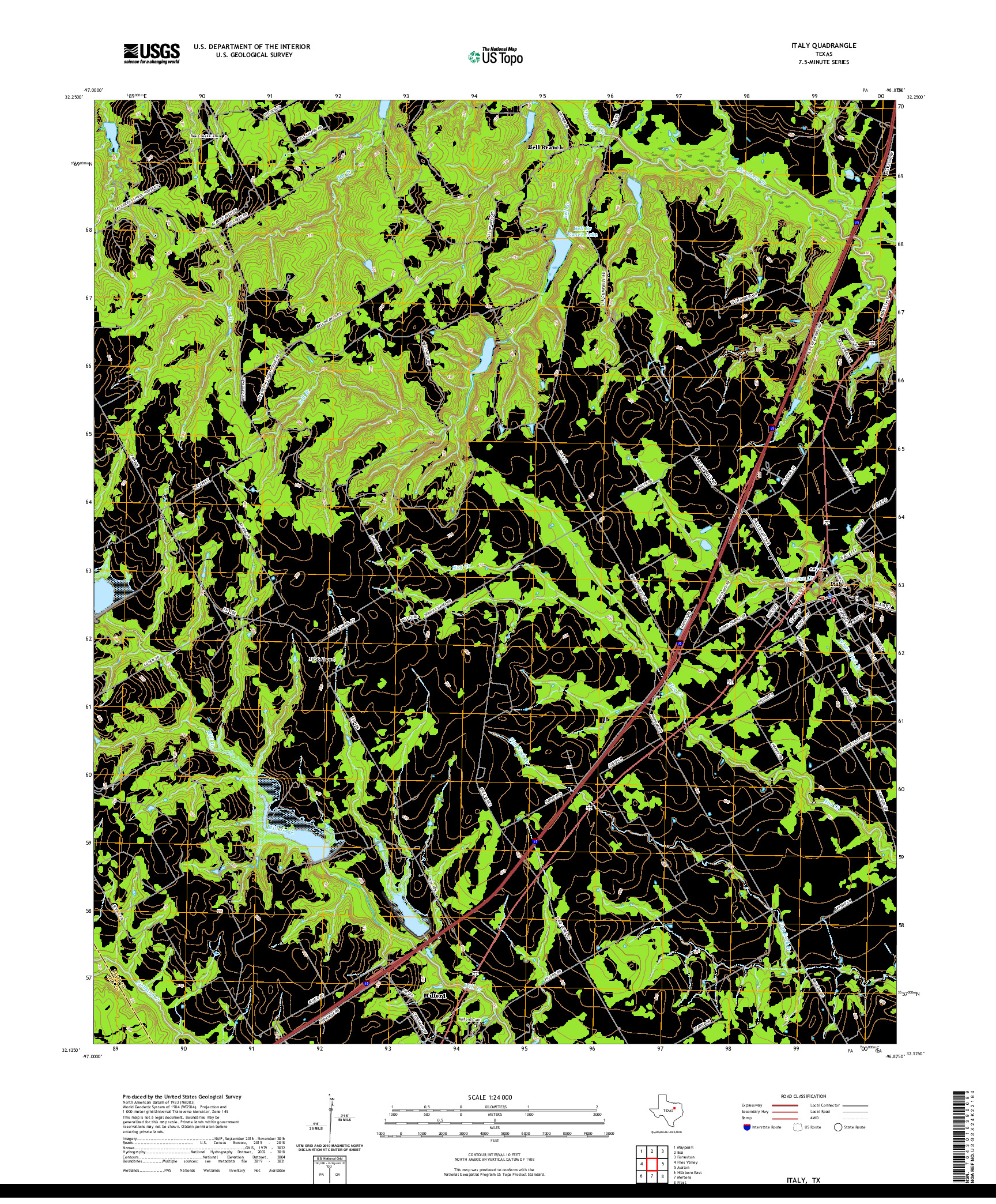 US TOPO 7.5-MINUTE MAP FOR ITALY, TX