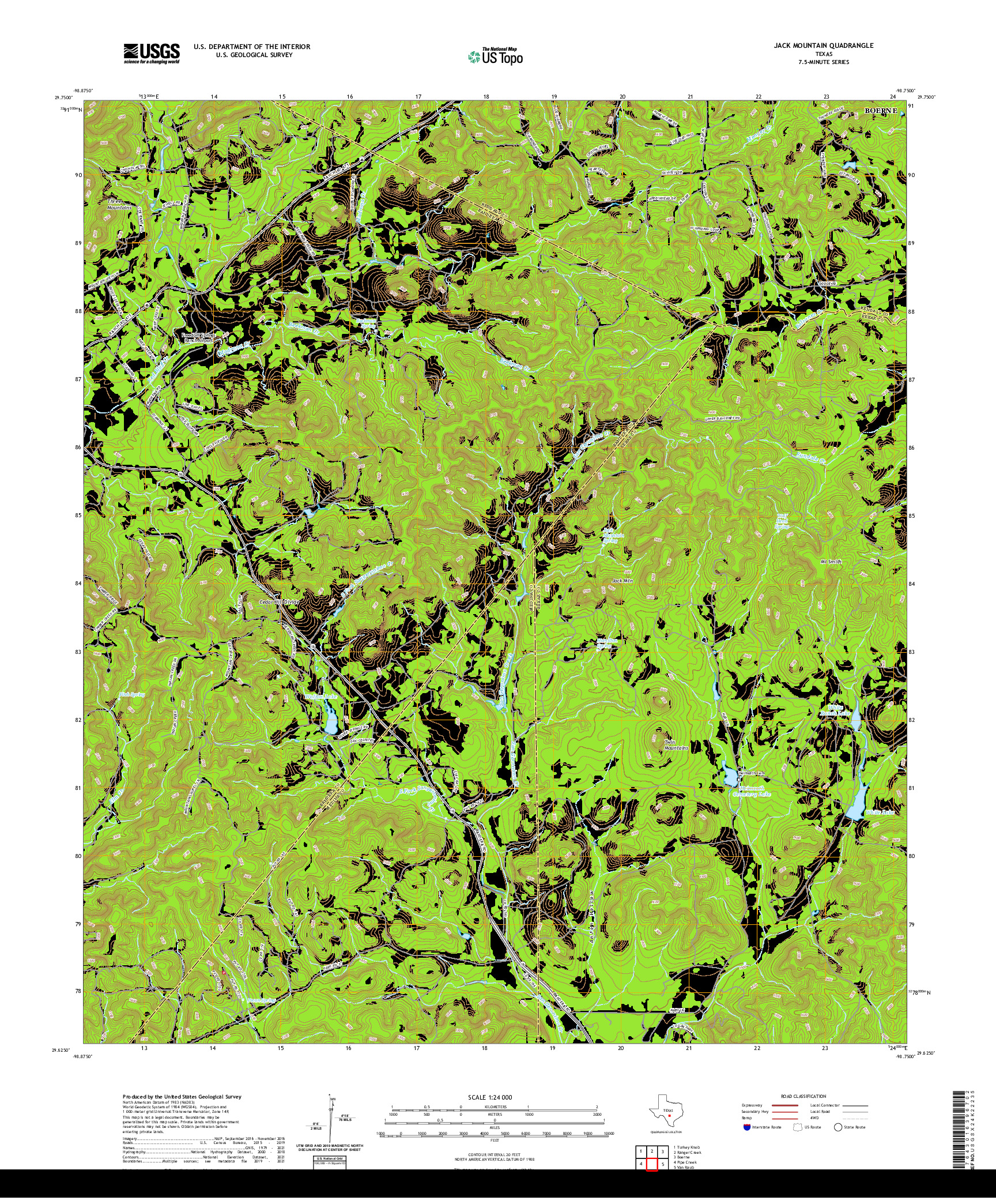 US TOPO 7.5-MINUTE MAP FOR JACK MOUNTAIN, TX