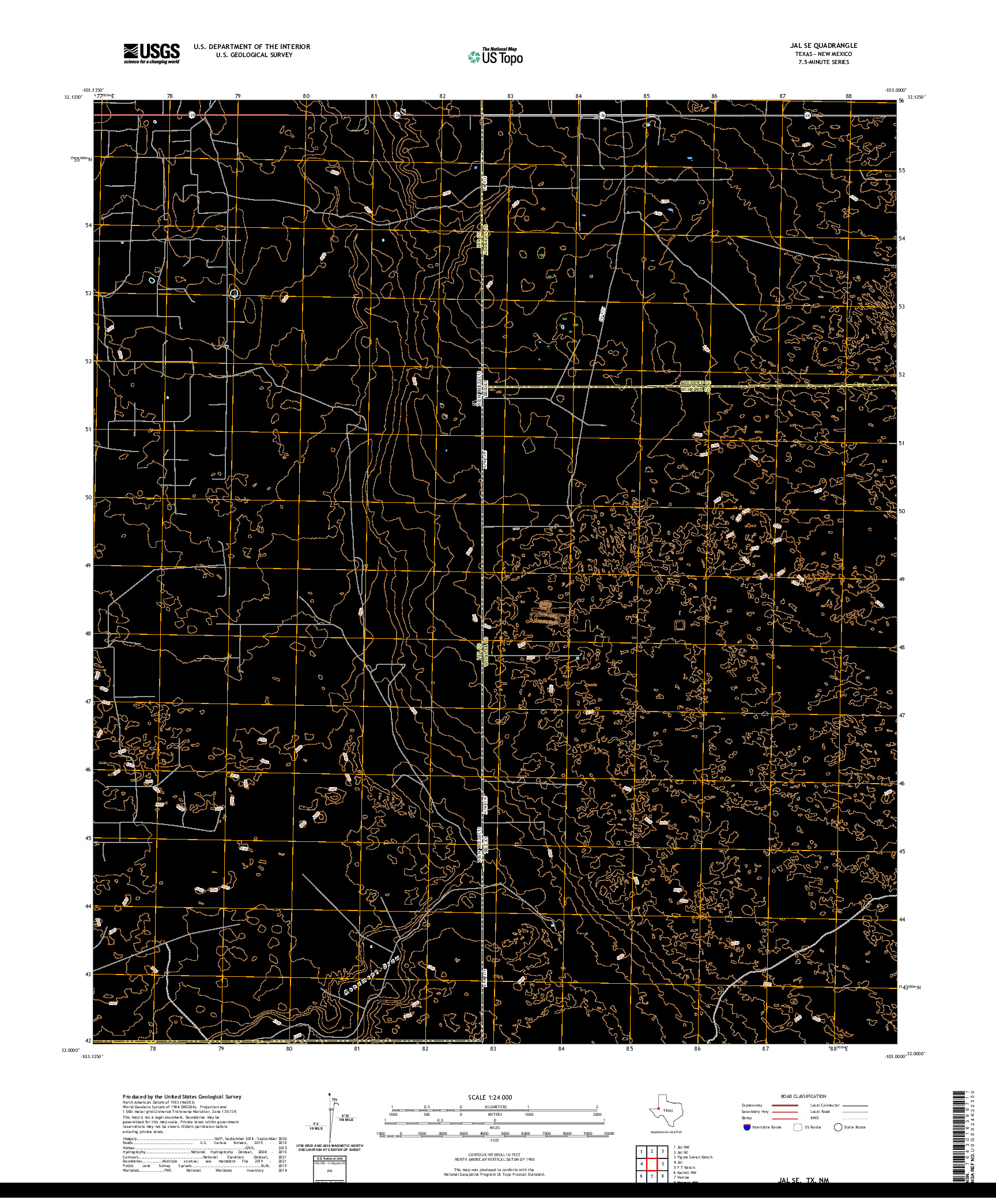 US TOPO 7.5-MINUTE MAP FOR JAL SE, TX,NM