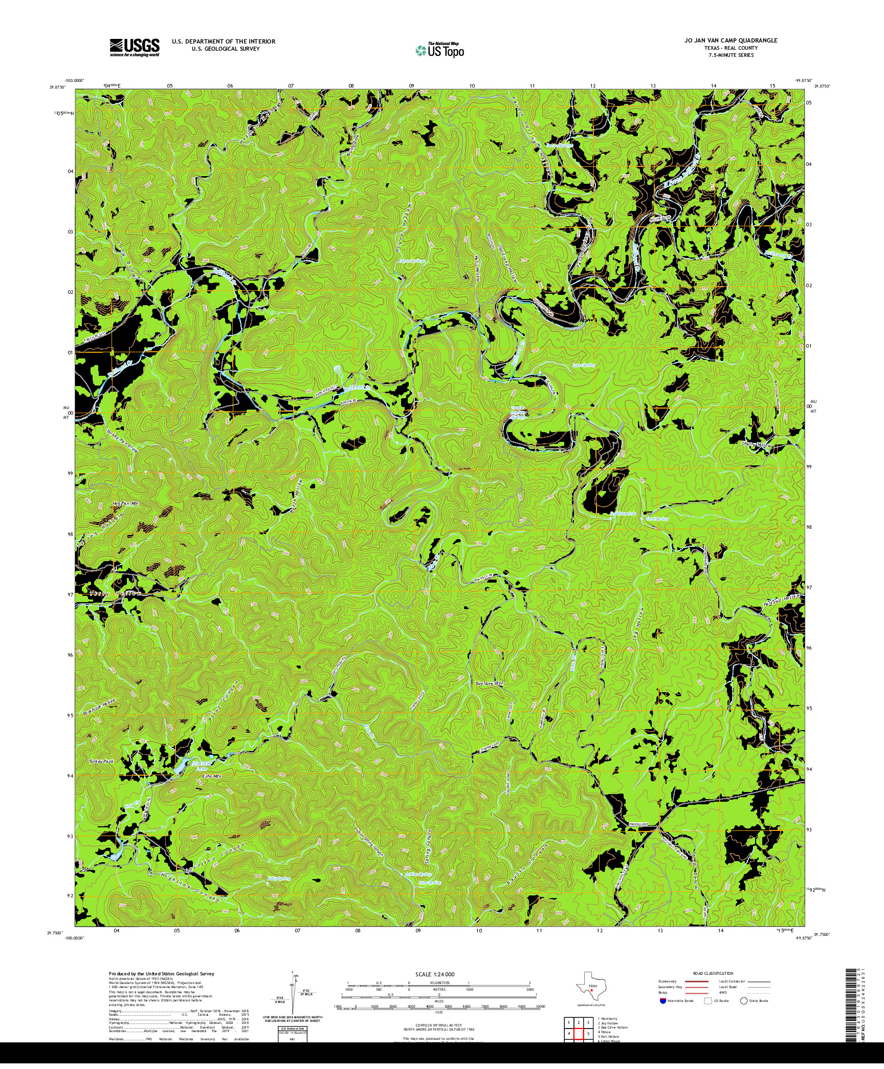 US TOPO 7.5-MINUTE MAP FOR JO JAN VAN CAMP, TX