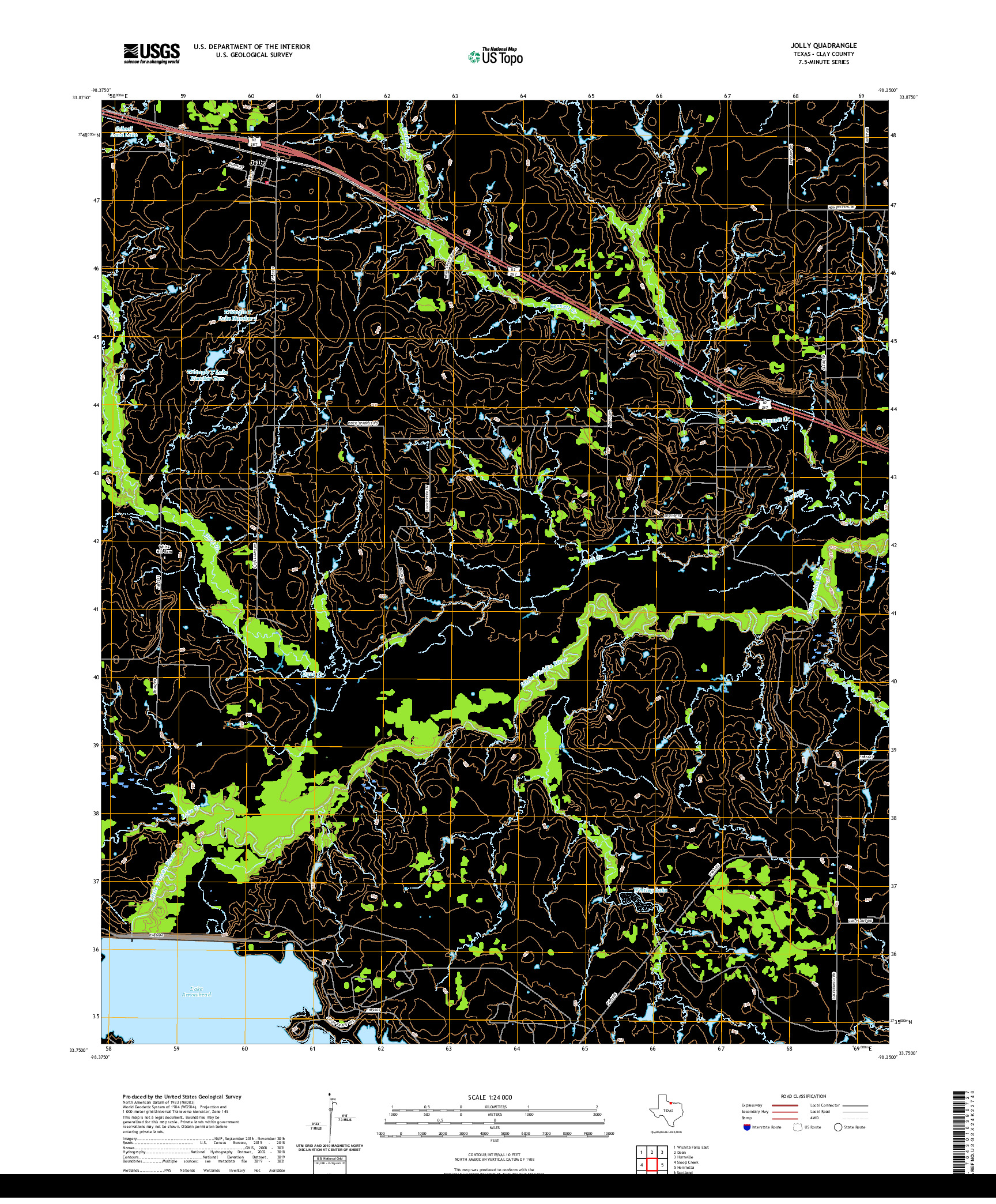 US TOPO 7.5-MINUTE MAP FOR JOLLY, TX