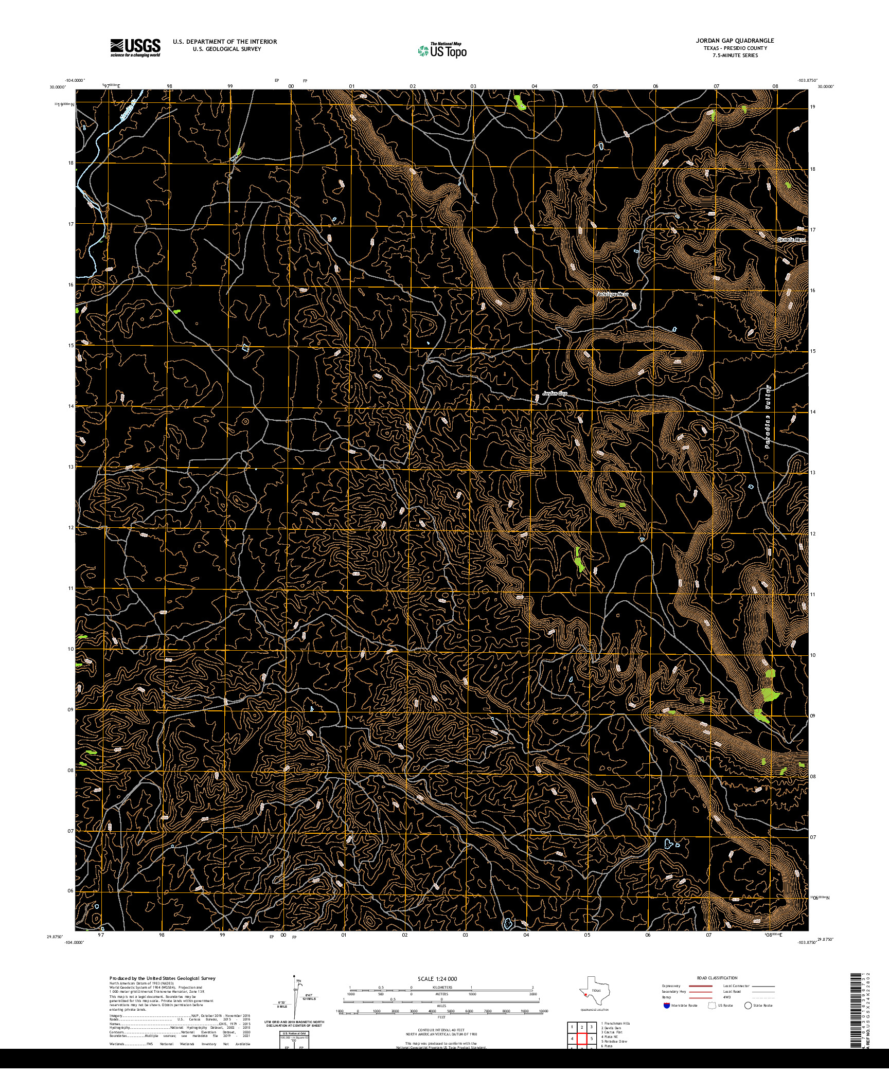 US TOPO 7.5-MINUTE MAP FOR JORDAN GAP, TX