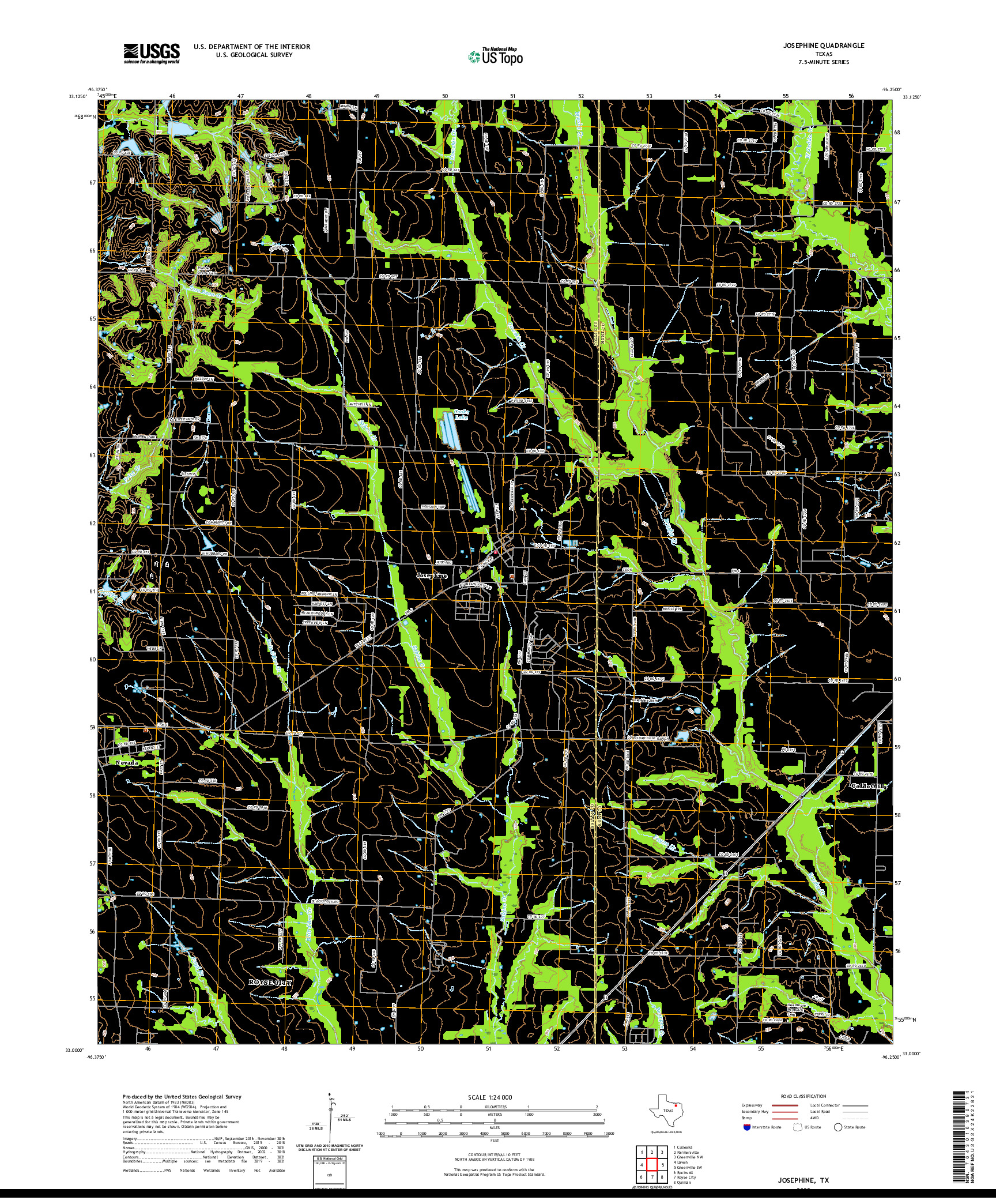 US TOPO 7.5-MINUTE MAP FOR JOSEPHINE, TX