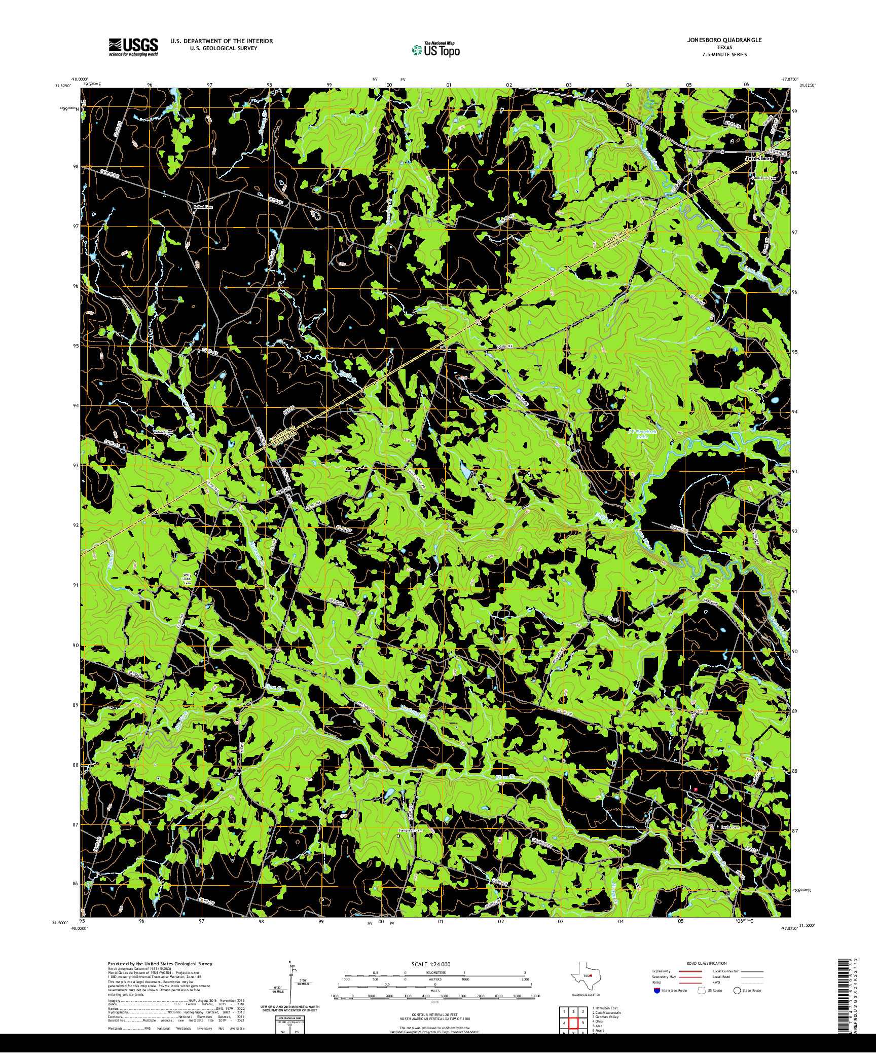 US TOPO 7.5-MINUTE MAP FOR JONESBORO, TX