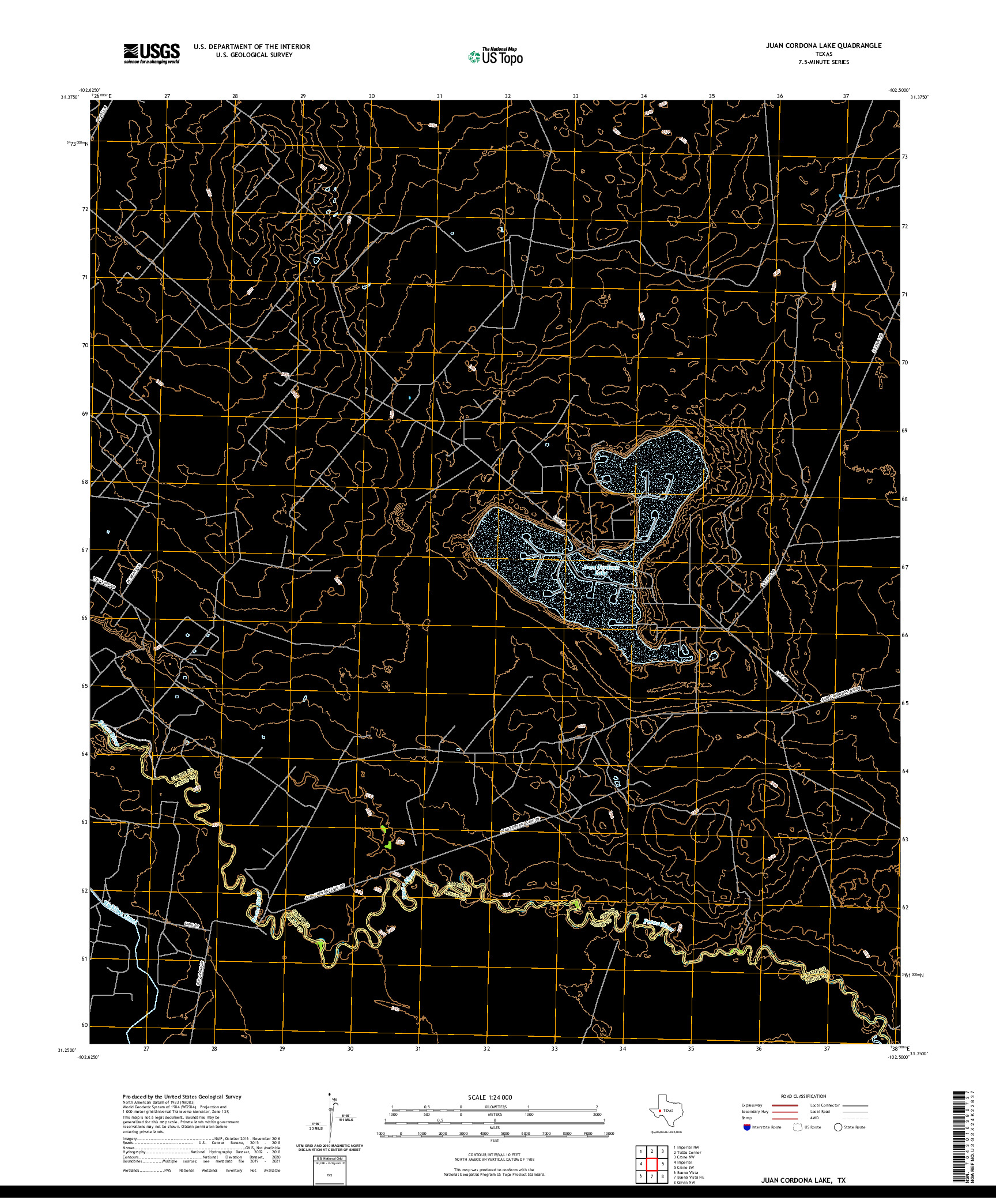 US TOPO 7.5-MINUTE MAP FOR JUAN CORDONA LAKE, TX