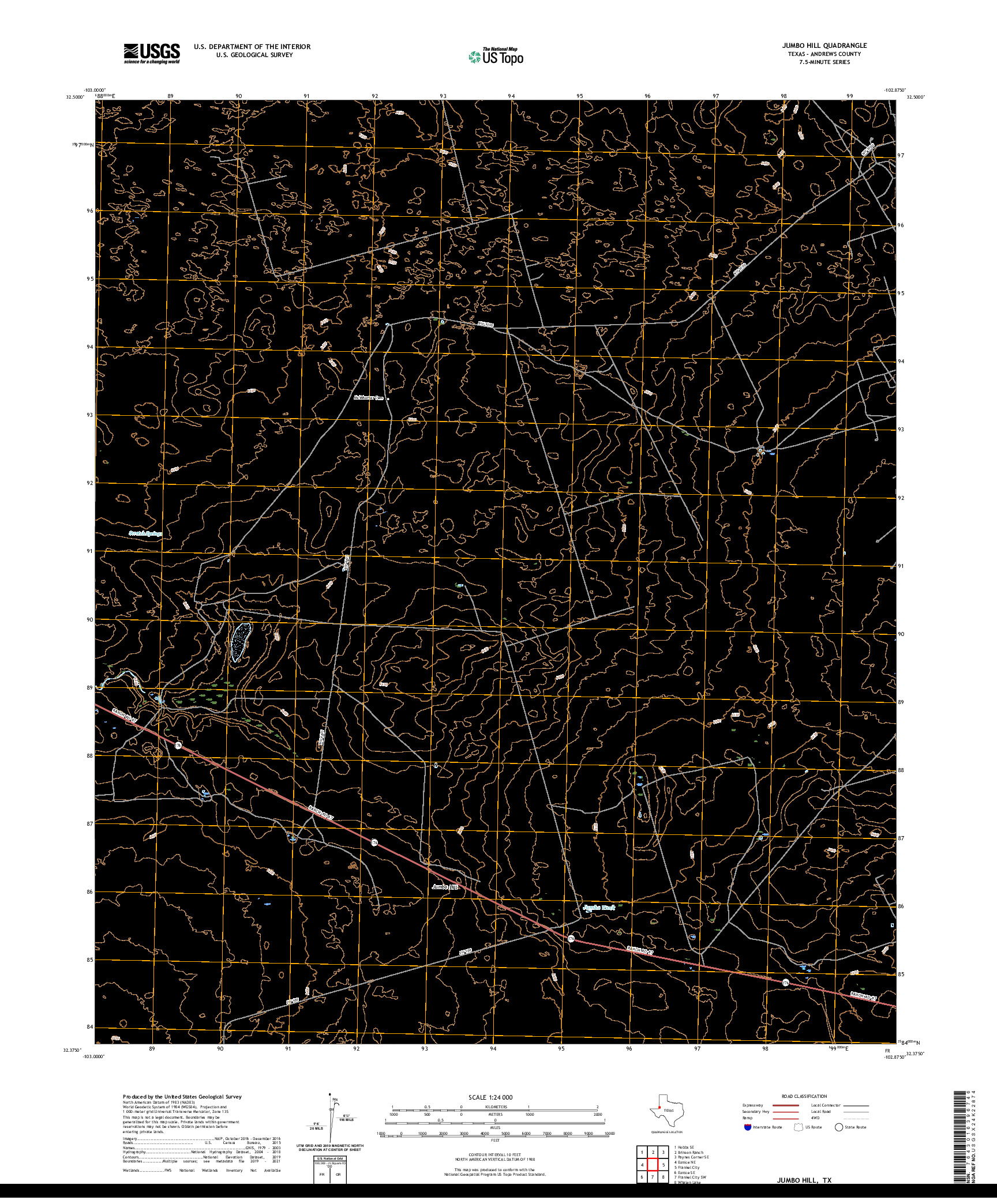 US TOPO 7.5-MINUTE MAP FOR JUMBO HILL, TX