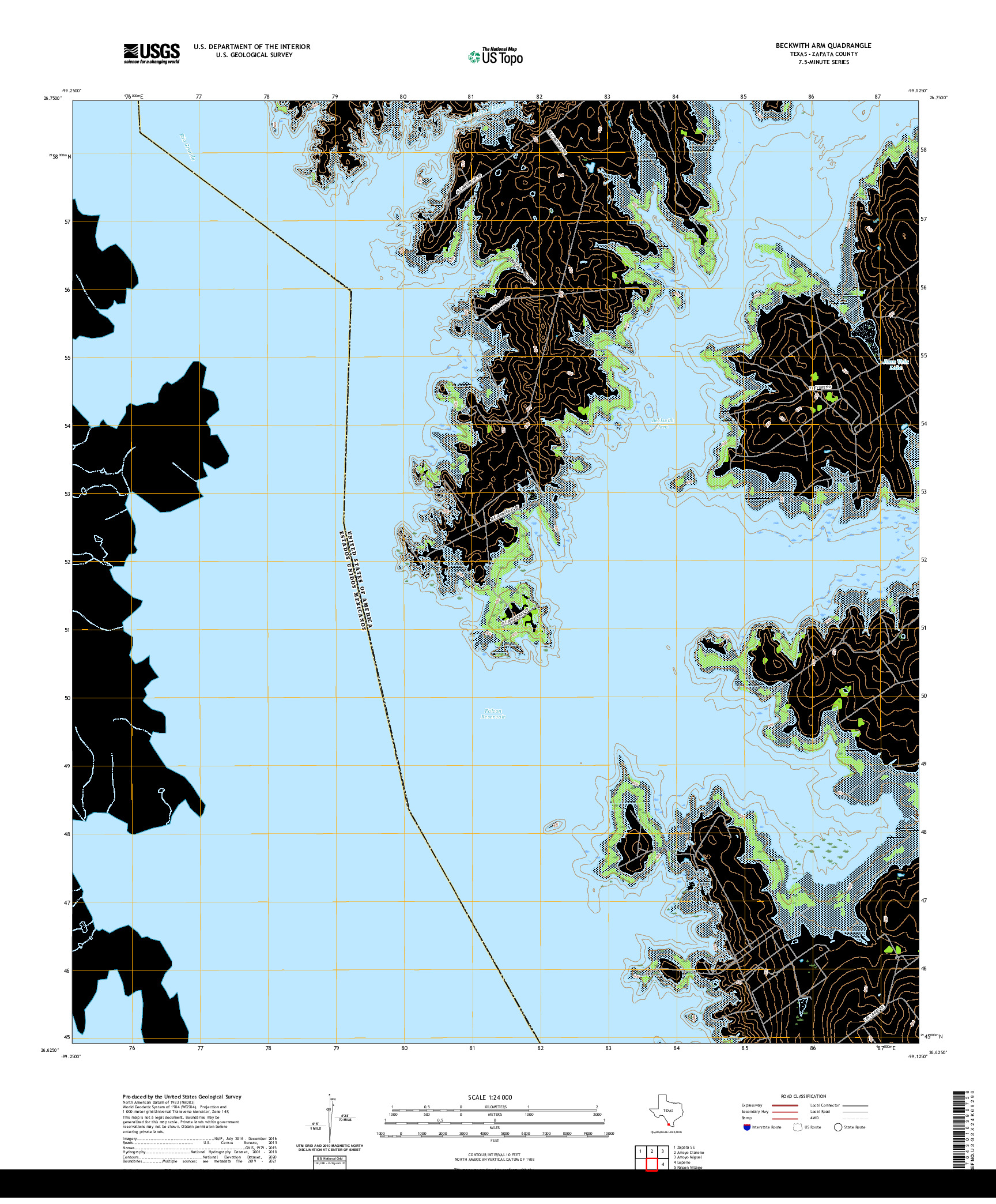 US TOPO 7.5-MINUTE MAP FOR BECKWITH ARM, TX,TAM
