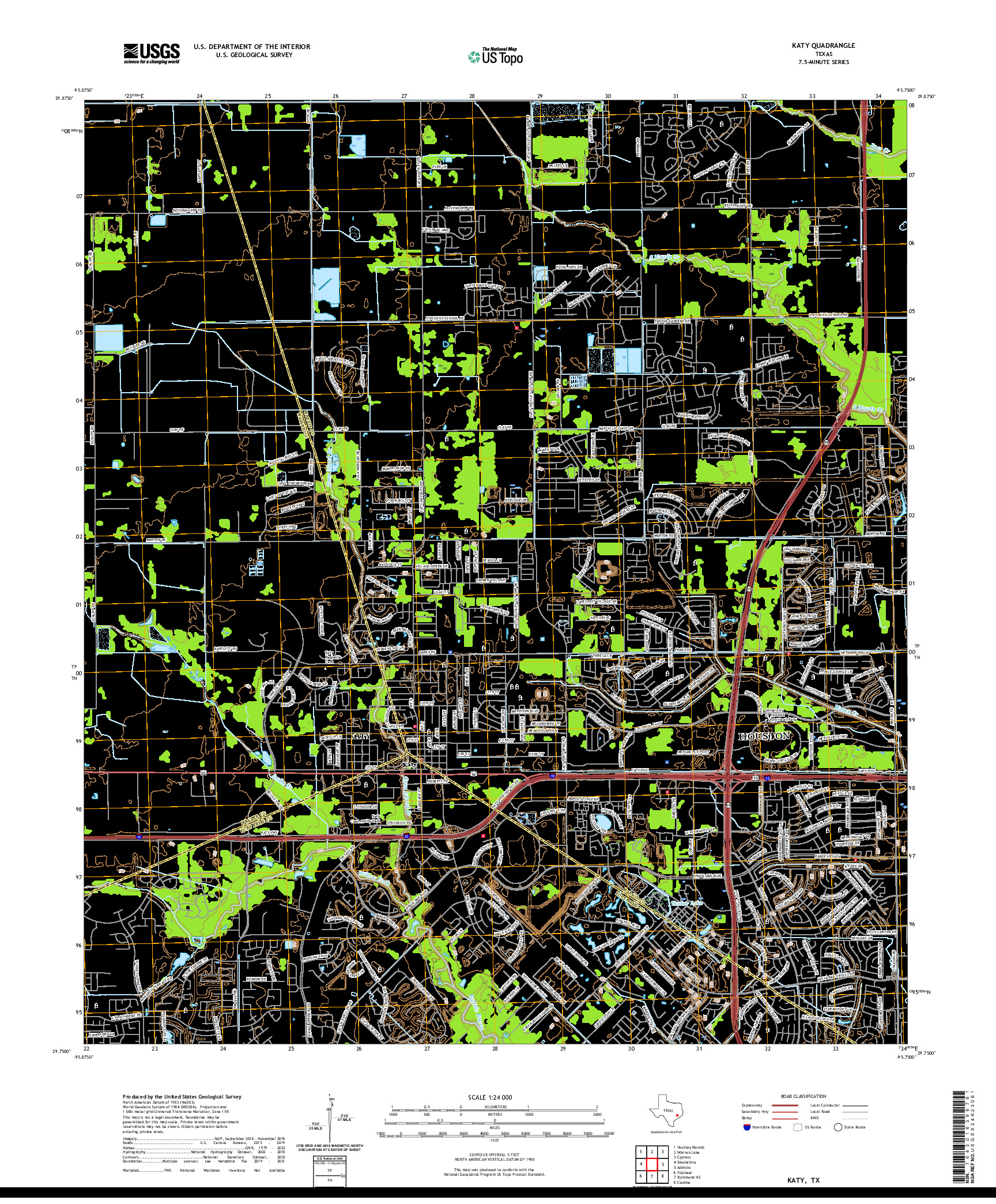 US TOPO 7.5-MINUTE MAP FOR KATY, TX