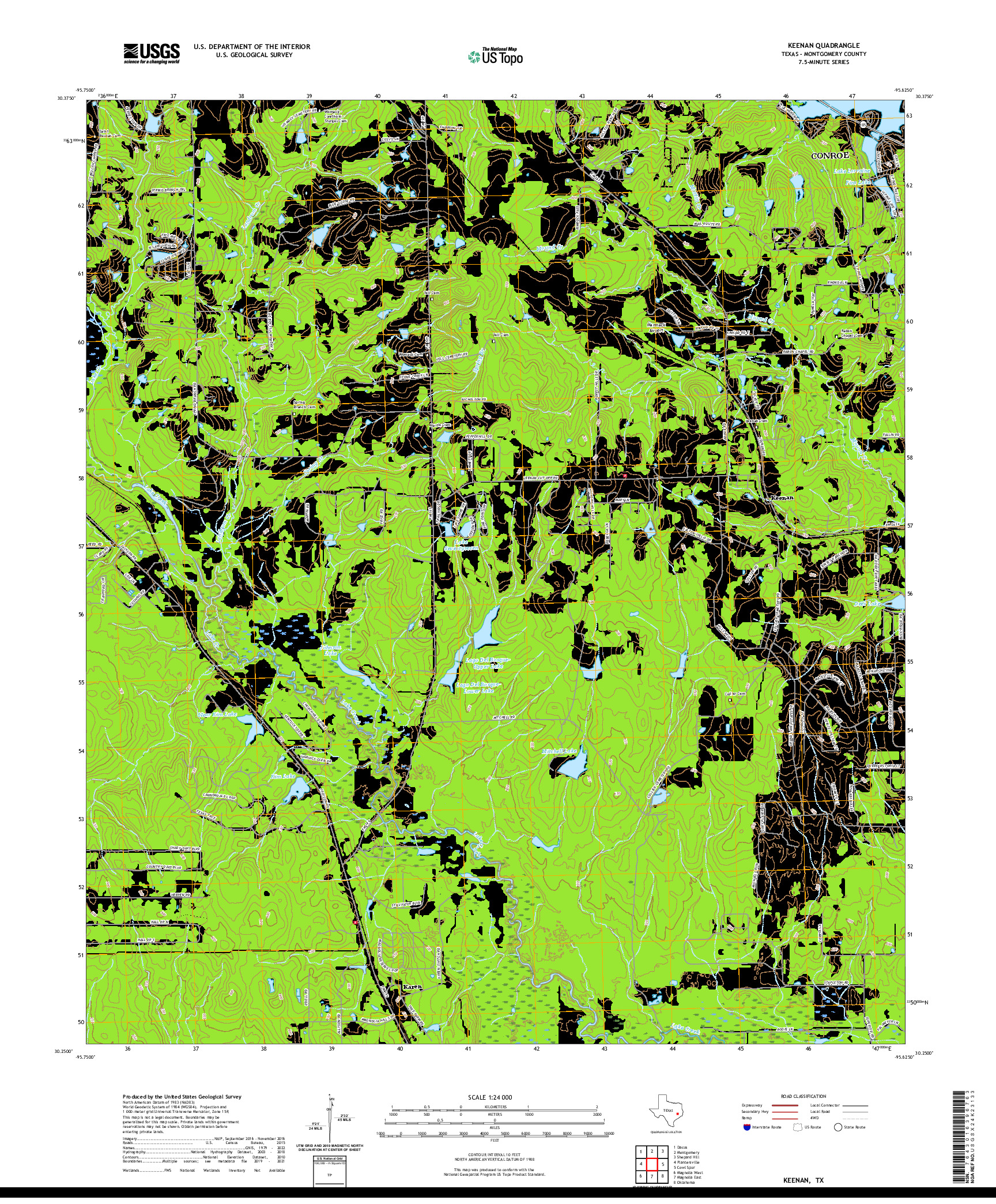 US TOPO 7.5-MINUTE MAP FOR KEENAN, TX