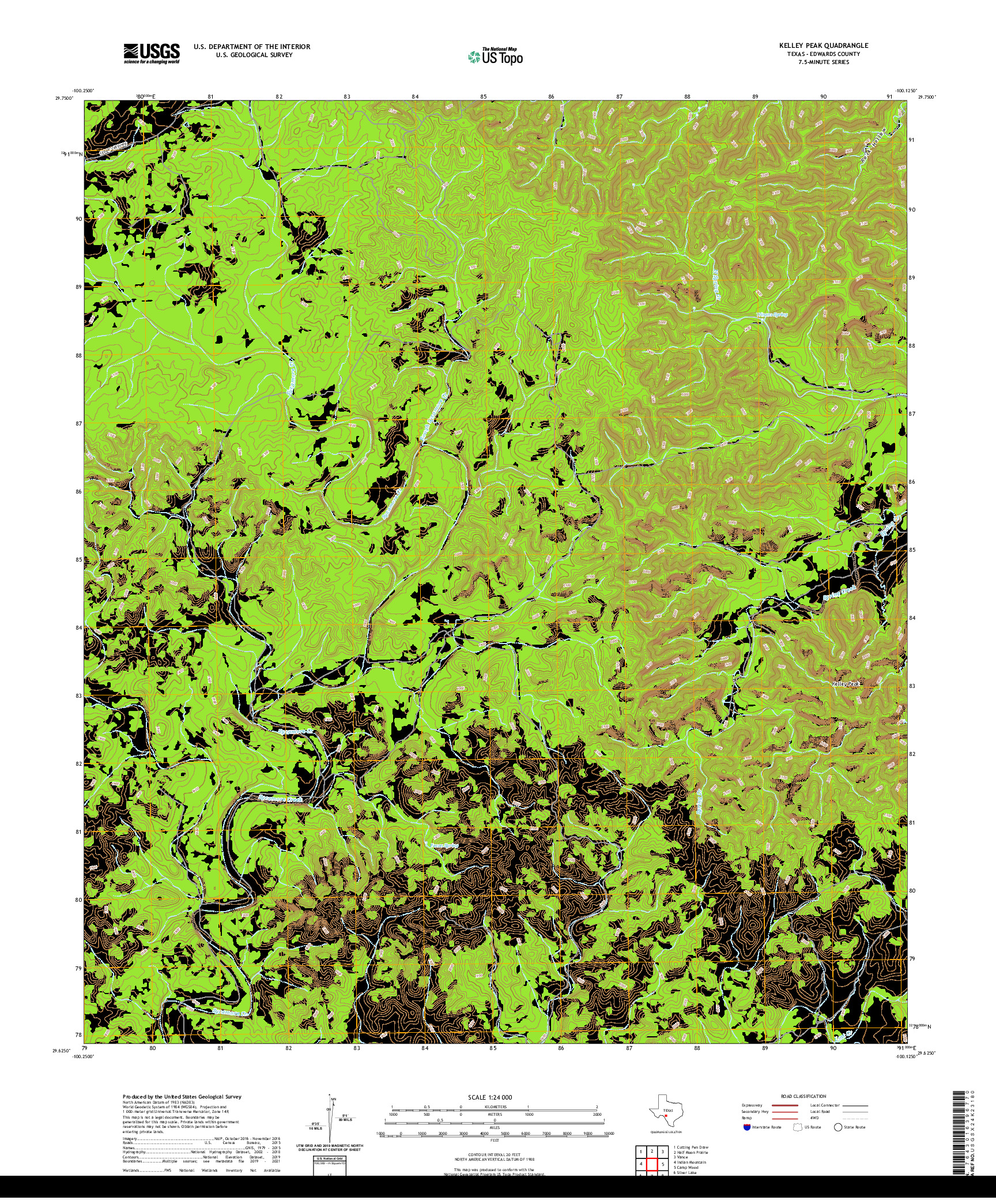 US TOPO 7.5-MINUTE MAP FOR KELLEY PEAK, TX