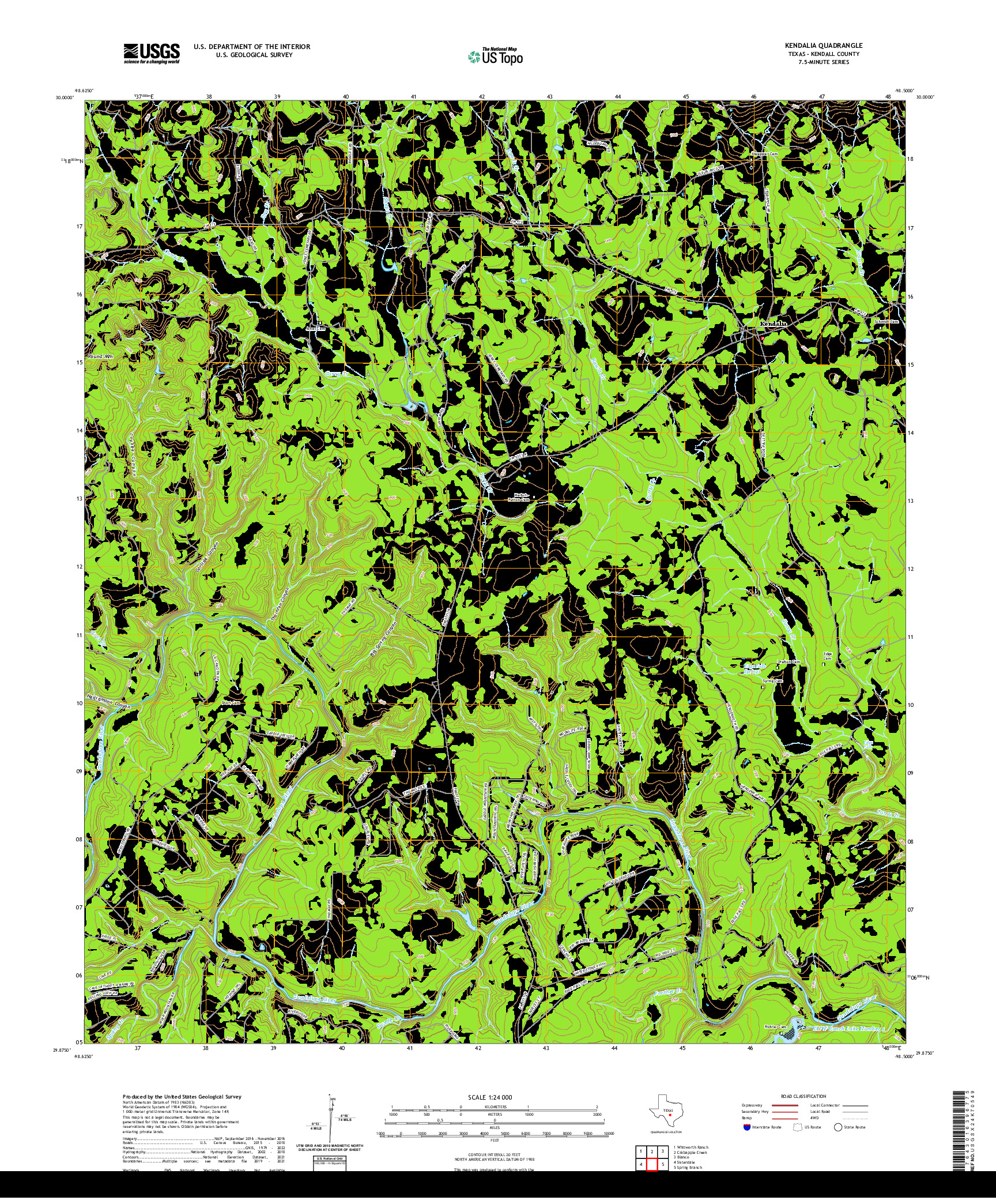 US TOPO 7.5-MINUTE MAP FOR KENDALIA, TX