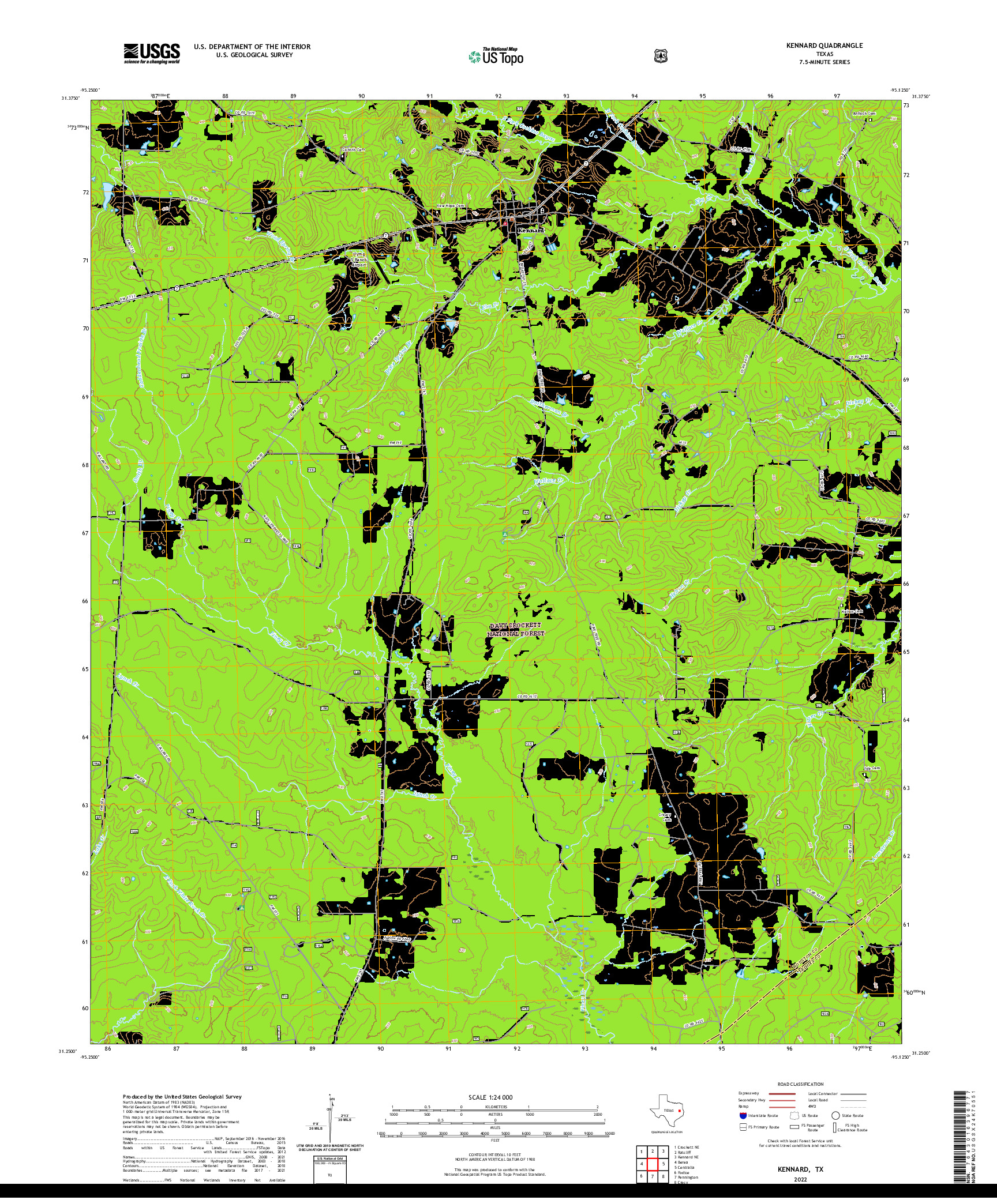 US TOPO 7.5-MINUTE MAP FOR KENNARD, TX