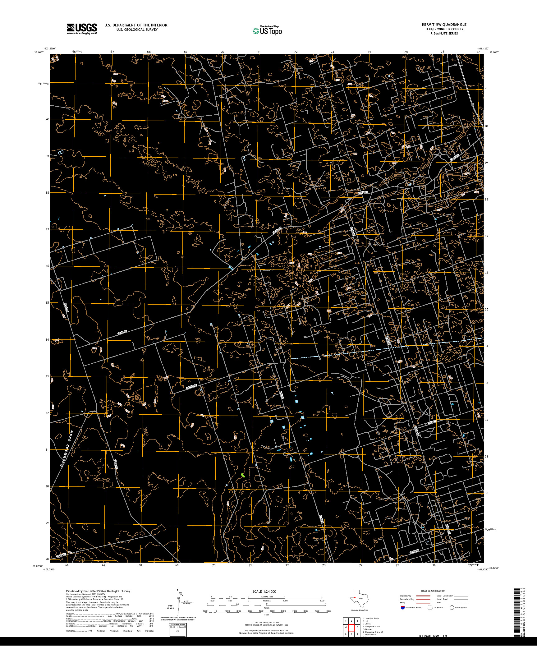 US TOPO 7.5-MINUTE MAP FOR KERMIT NW, TX