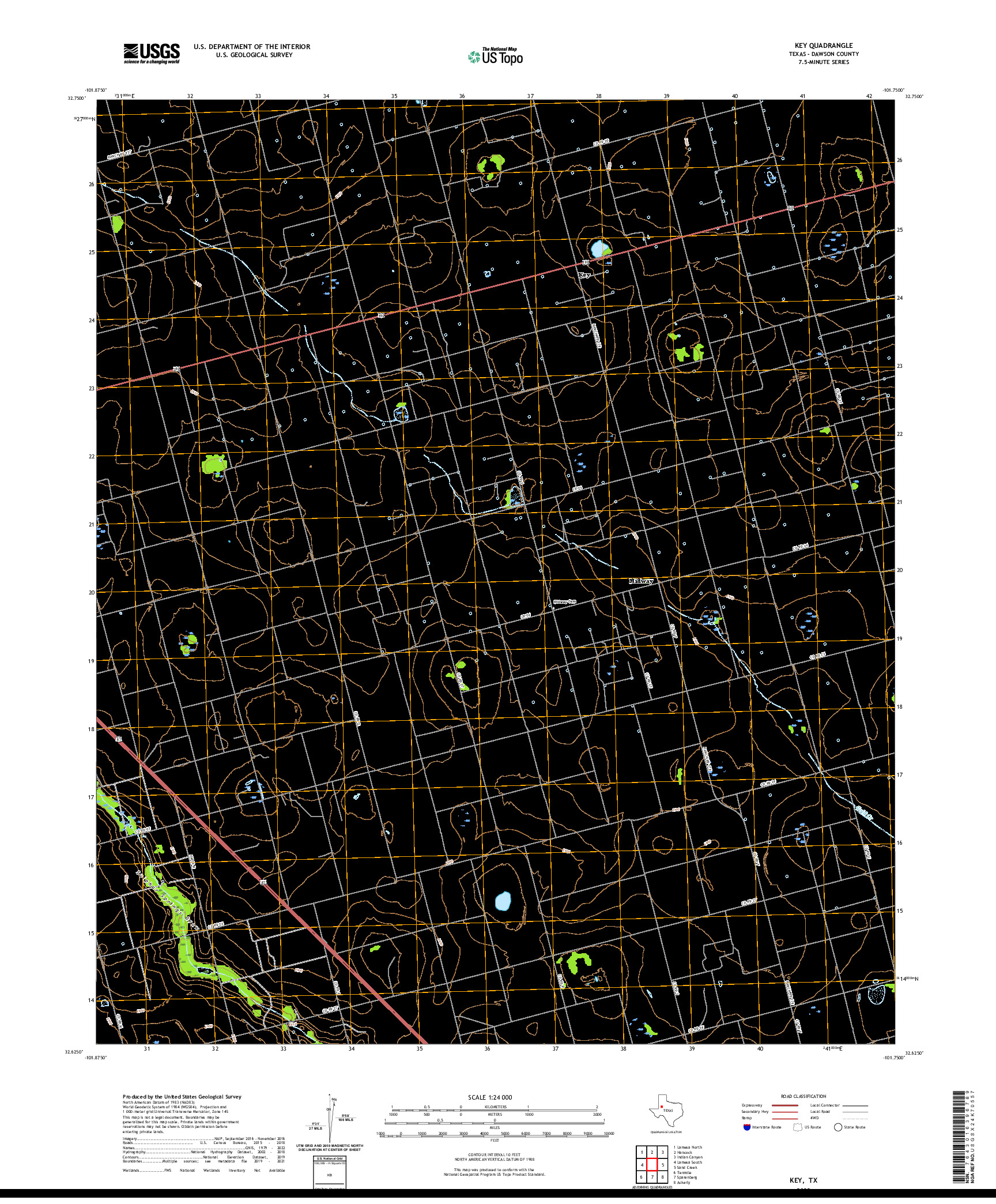 US TOPO 7.5-MINUTE MAP FOR KEY, TX