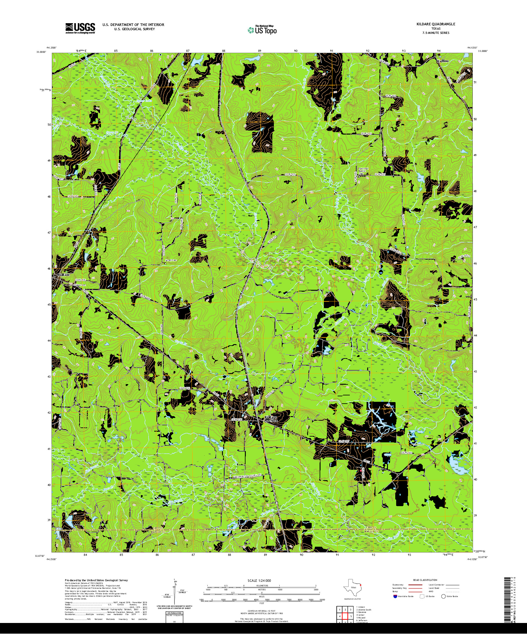 US TOPO 7.5-MINUTE MAP FOR KILDARE, TX