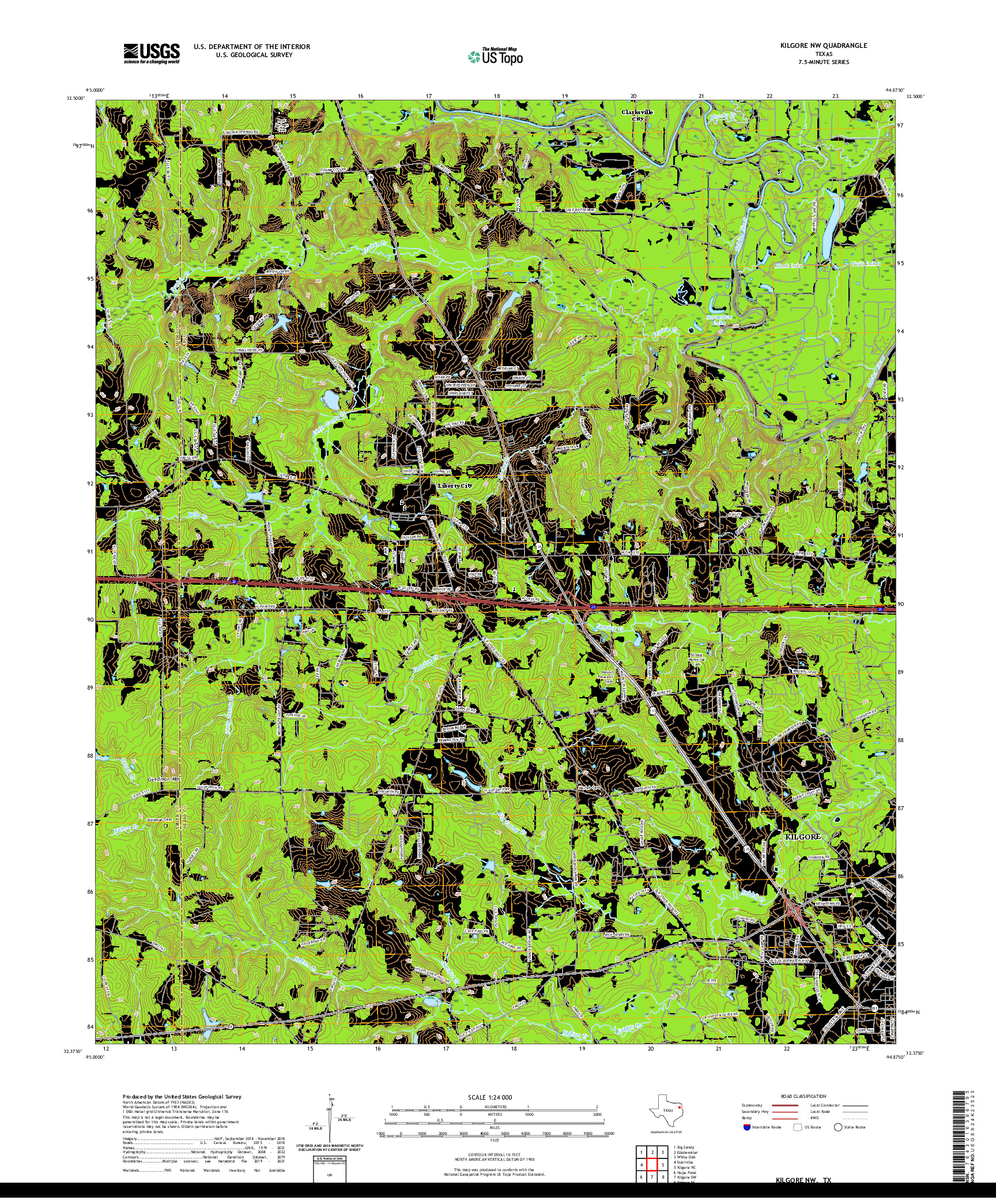 US TOPO 7.5-MINUTE MAP FOR KILGORE NW, TX