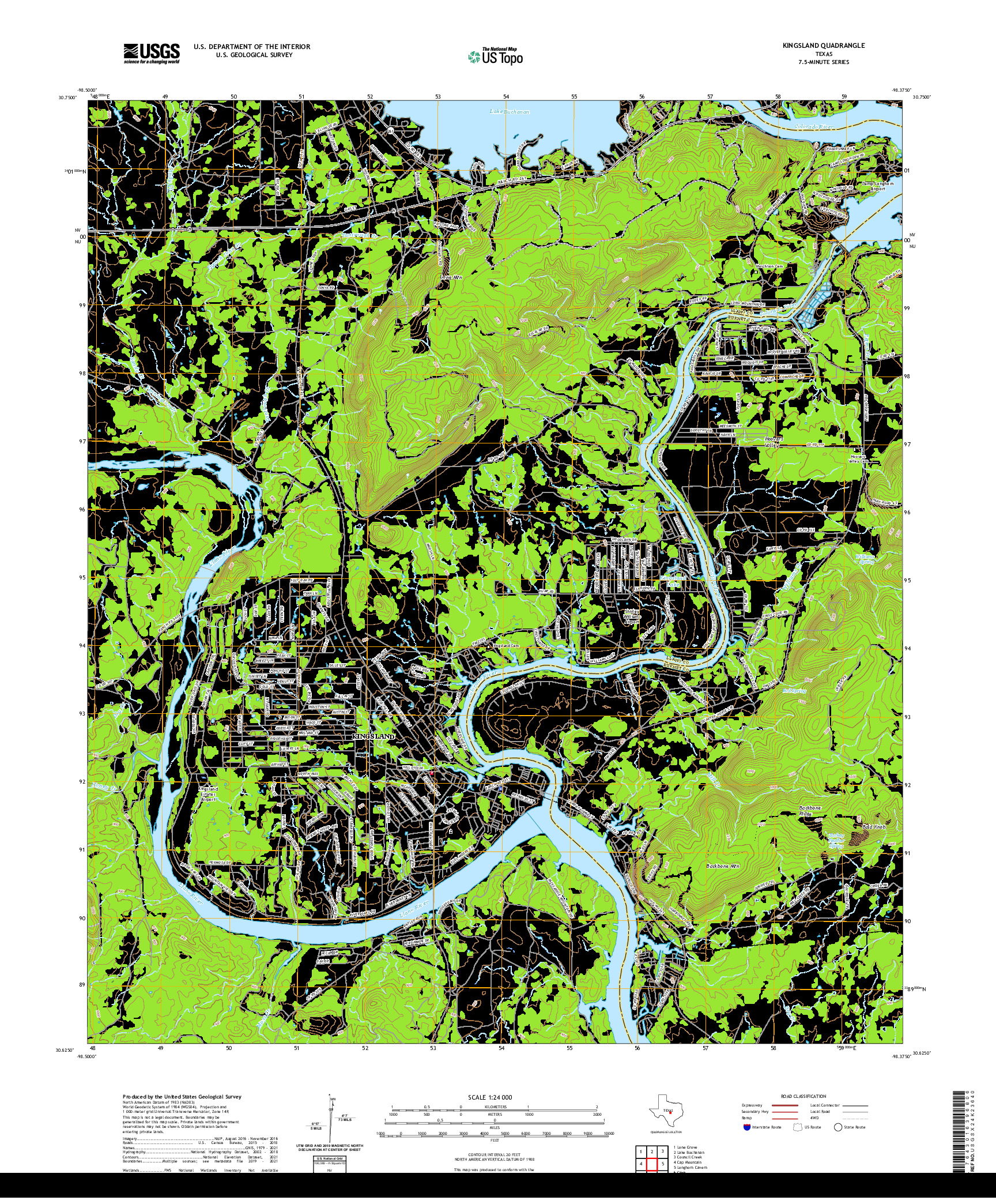 US TOPO 7.5-MINUTE MAP FOR KINGSLAND, TX