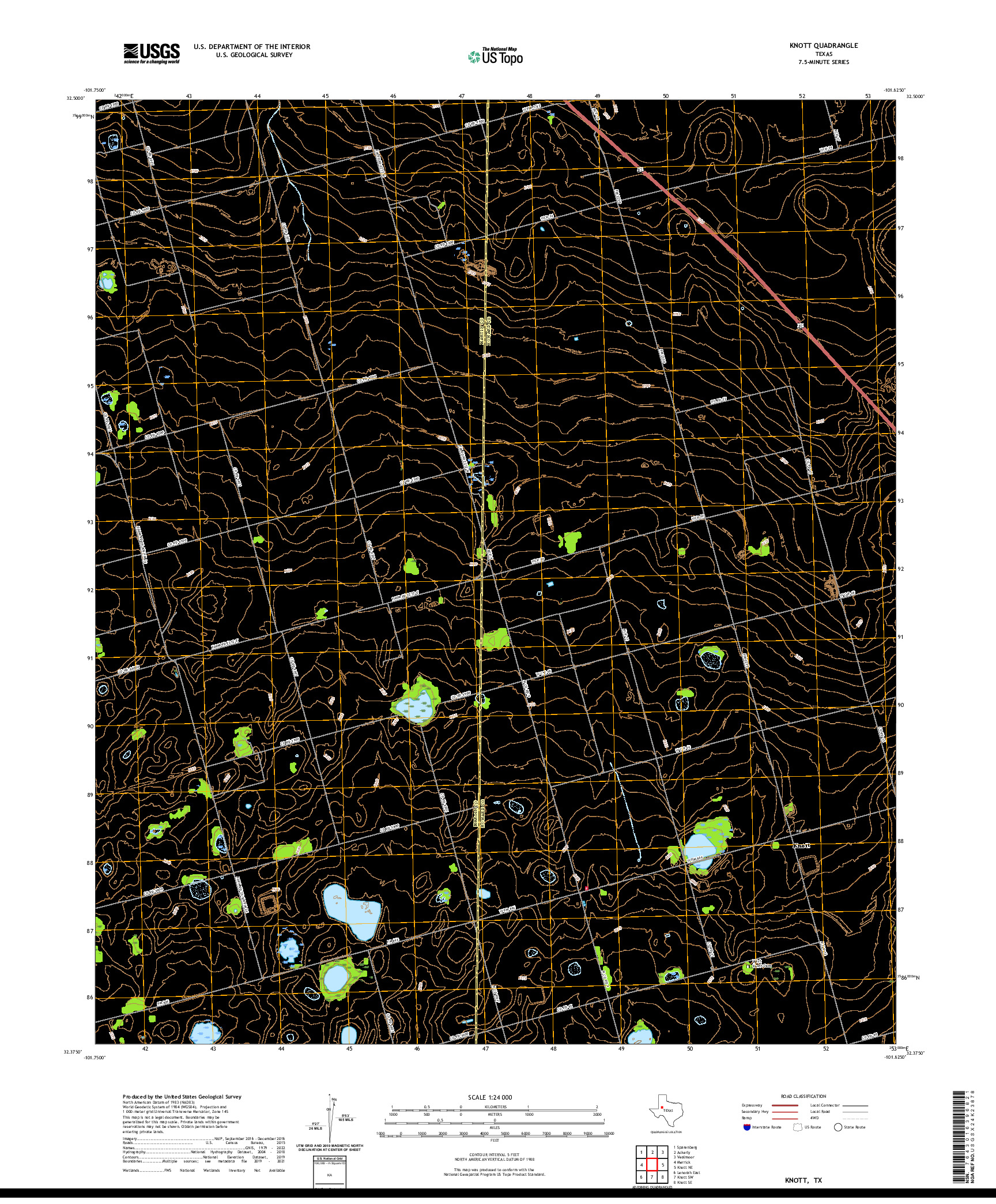 US TOPO 7.5-MINUTE MAP FOR KNOTT, TX