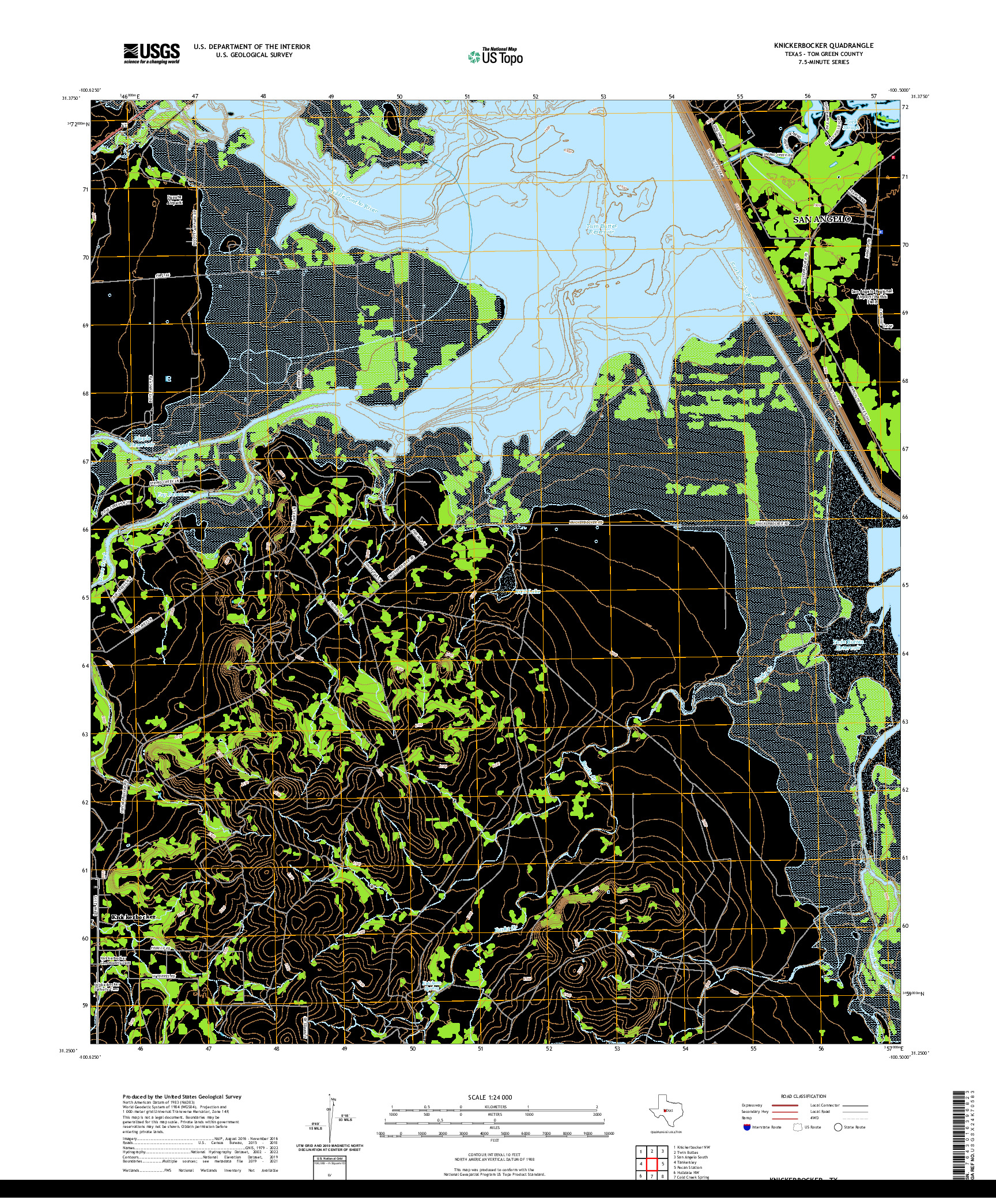 US TOPO 7.5-MINUTE MAP FOR KNICKERBOCKER, TX