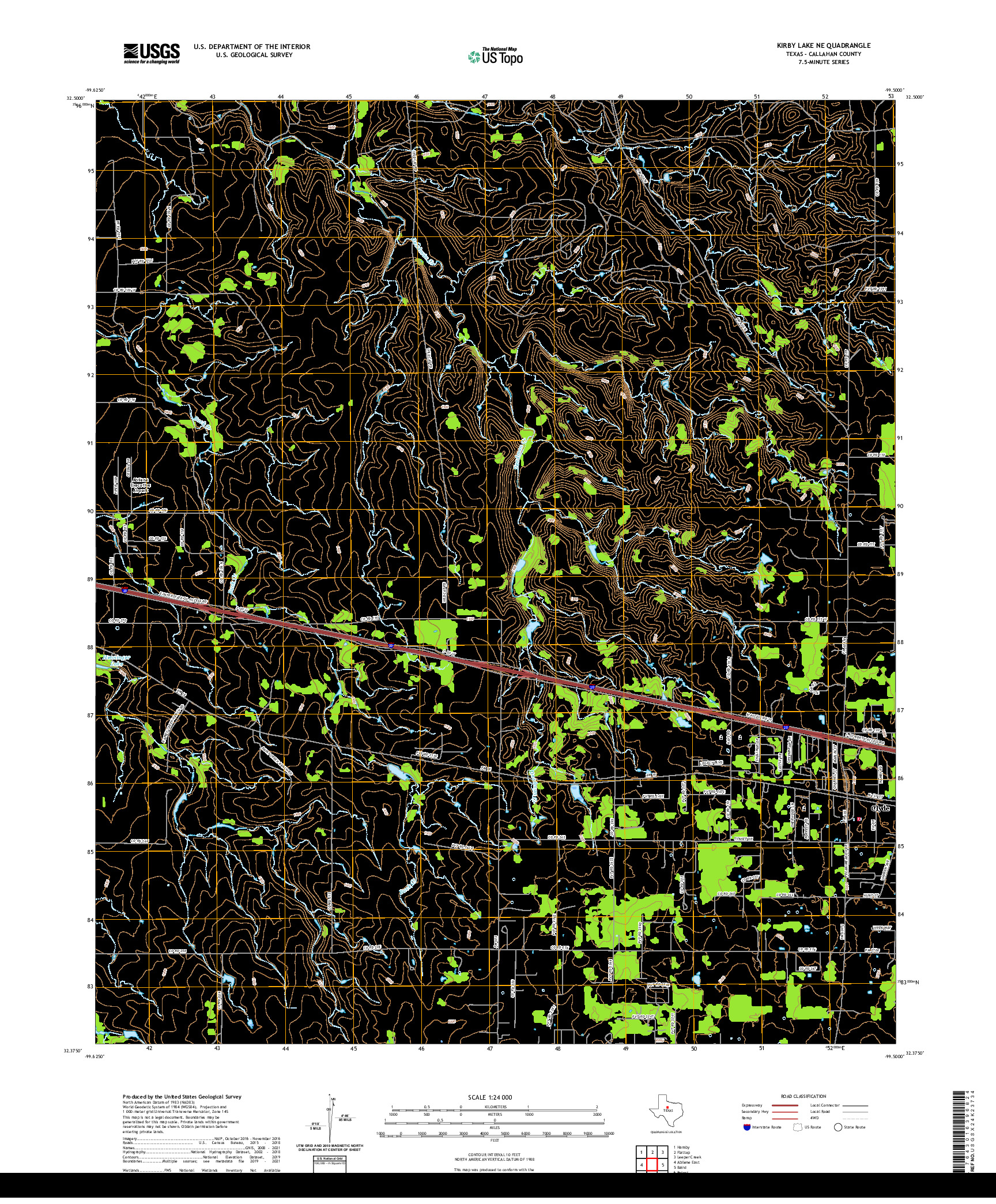 US TOPO 7.5-MINUTE MAP FOR KIRBY LAKE NE, TX