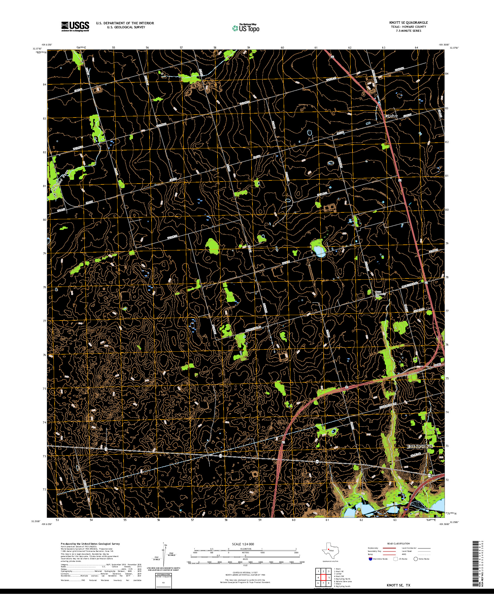 US TOPO 7.5-MINUTE MAP FOR KNOTT SE, TX