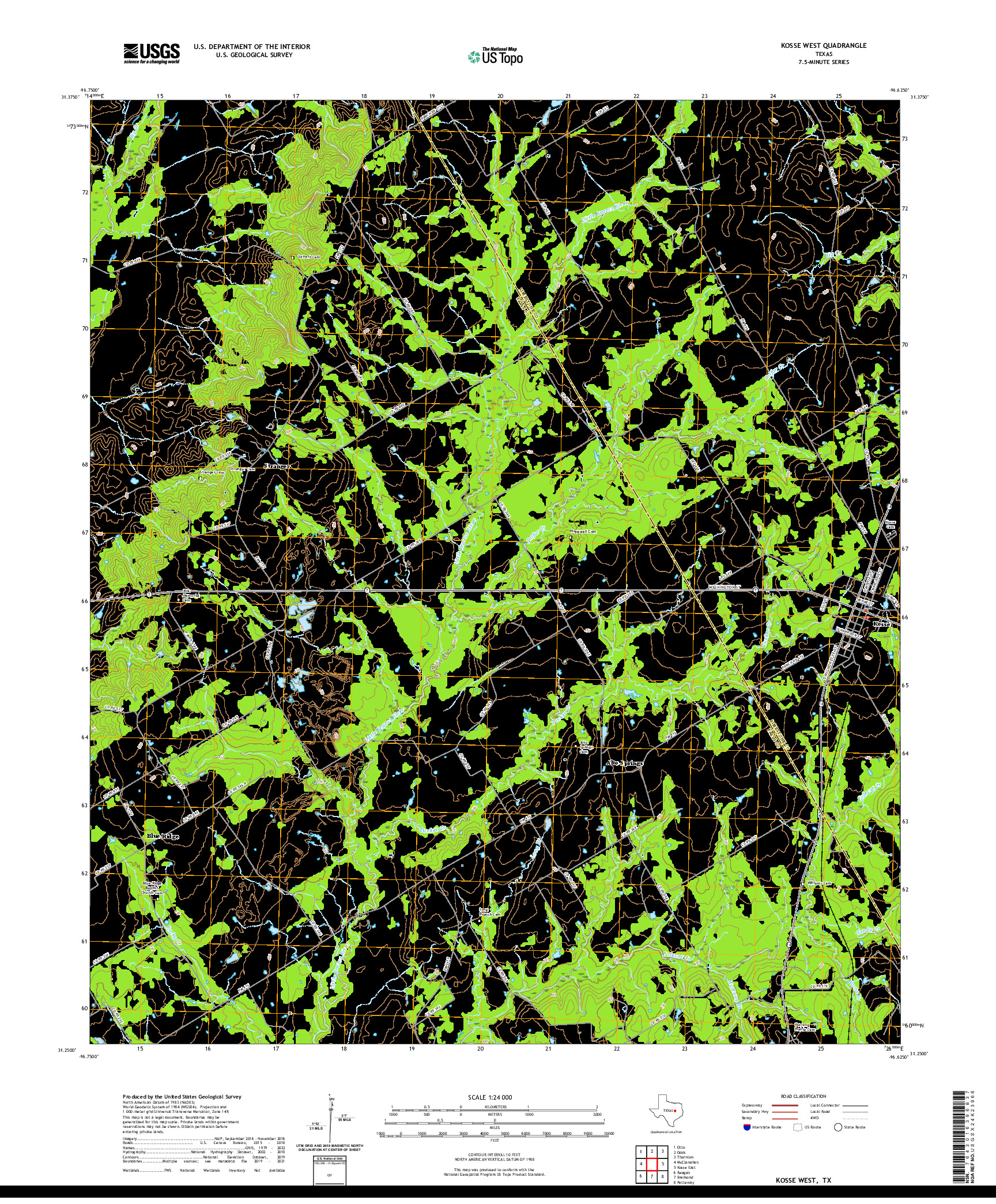 US TOPO 7.5-MINUTE MAP FOR KOSSE WEST, TX