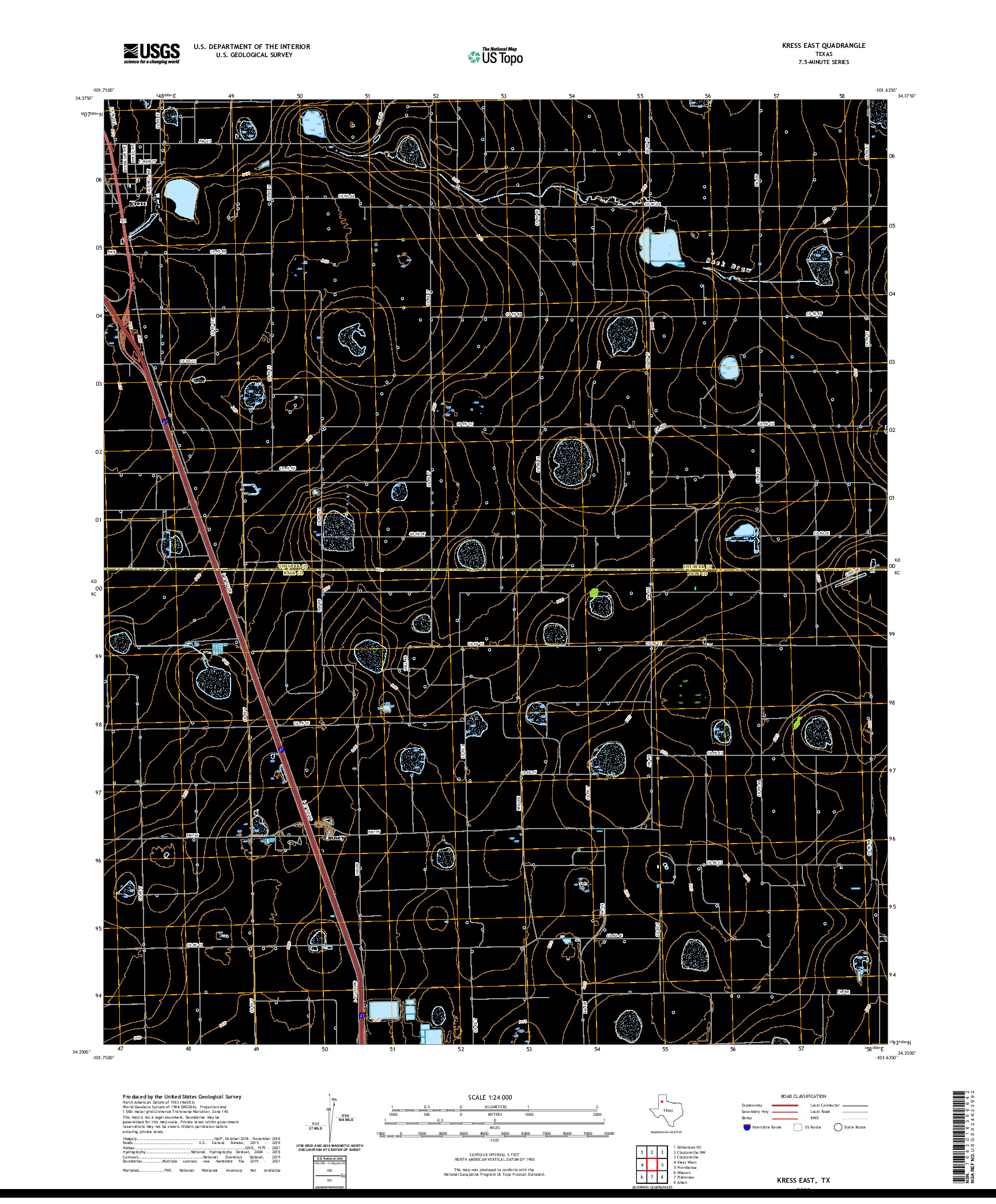 US TOPO 7.5-MINUTE MAP FOR KRESS EAST, TX