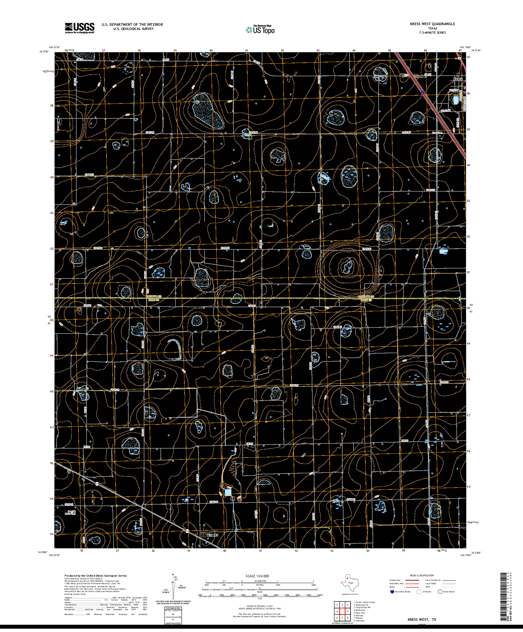 US TOPO 7.5-MINUTE MAP FOR KRESS WEST, TX