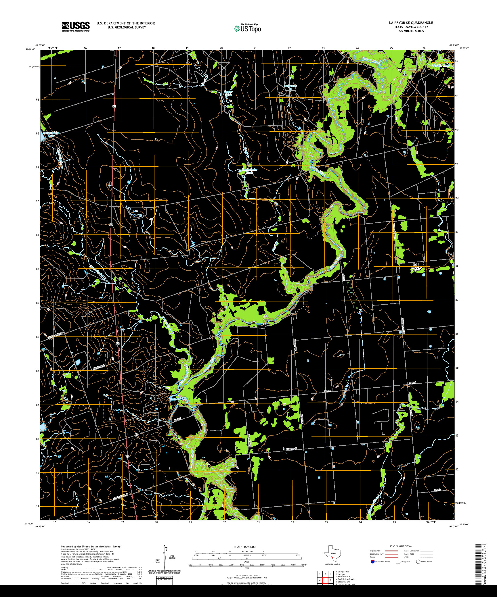 US TOPO 7.5-MINUTE MAP FOR LA PRYOR SE, TX