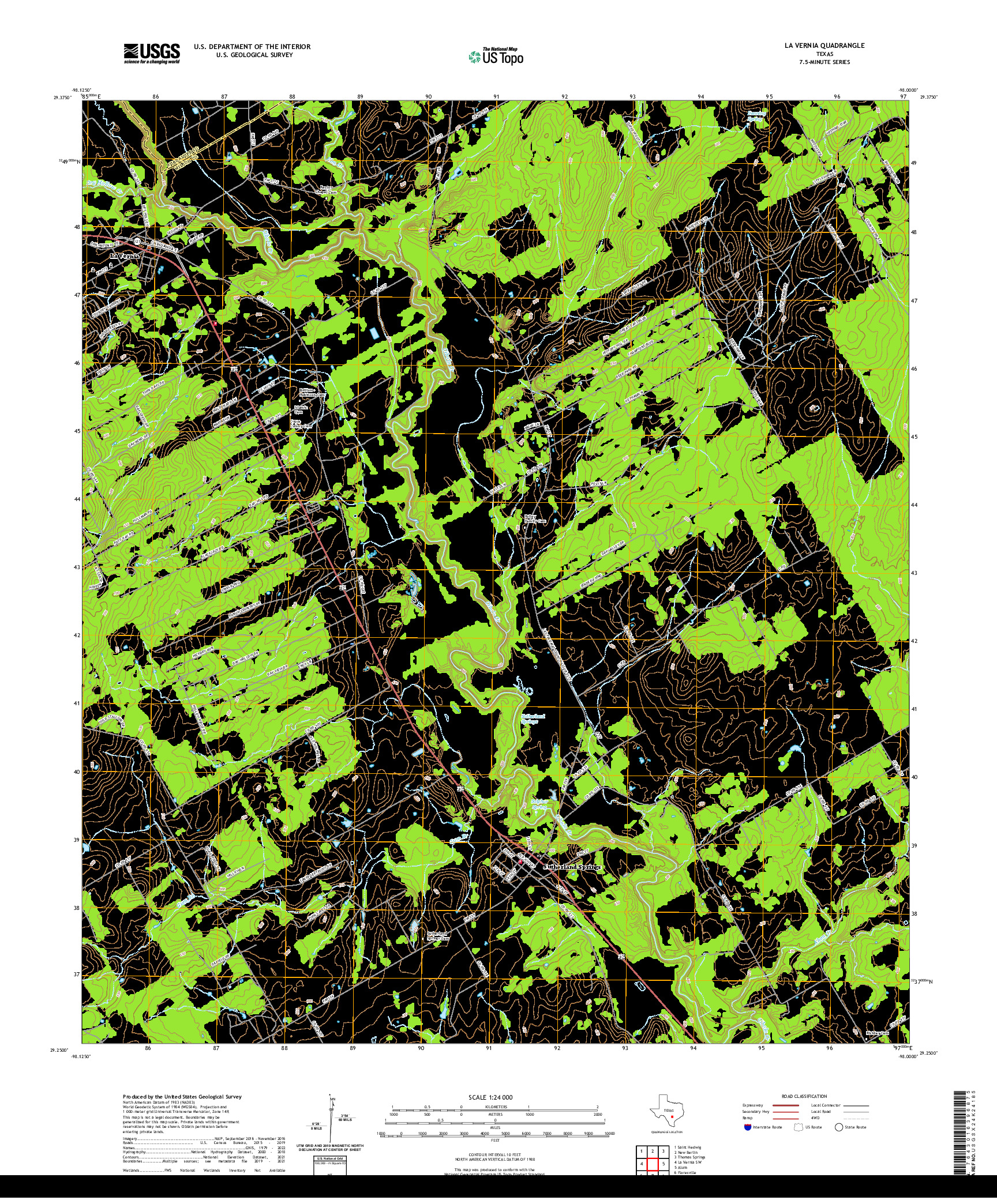 US TOPO 7.5-MINUTE MAP FOR LA VERNIA, TX