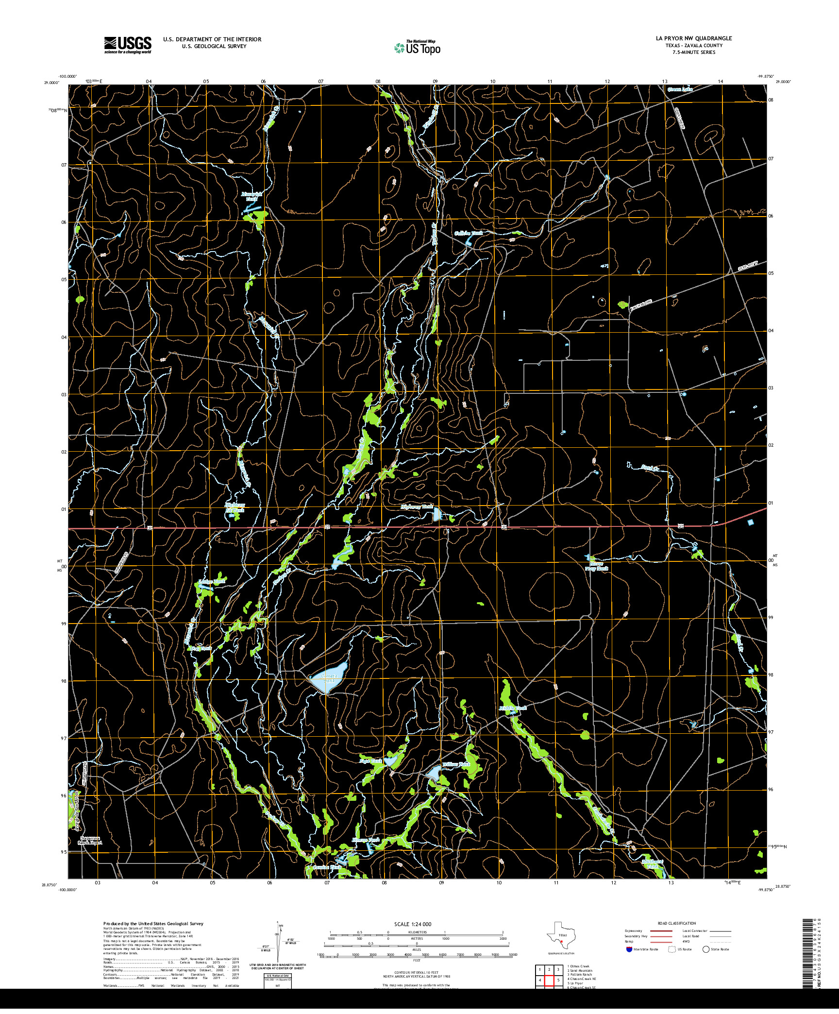 US TOPO 7.5-MINUTE MAP FOR LA PRYOR NW, TX