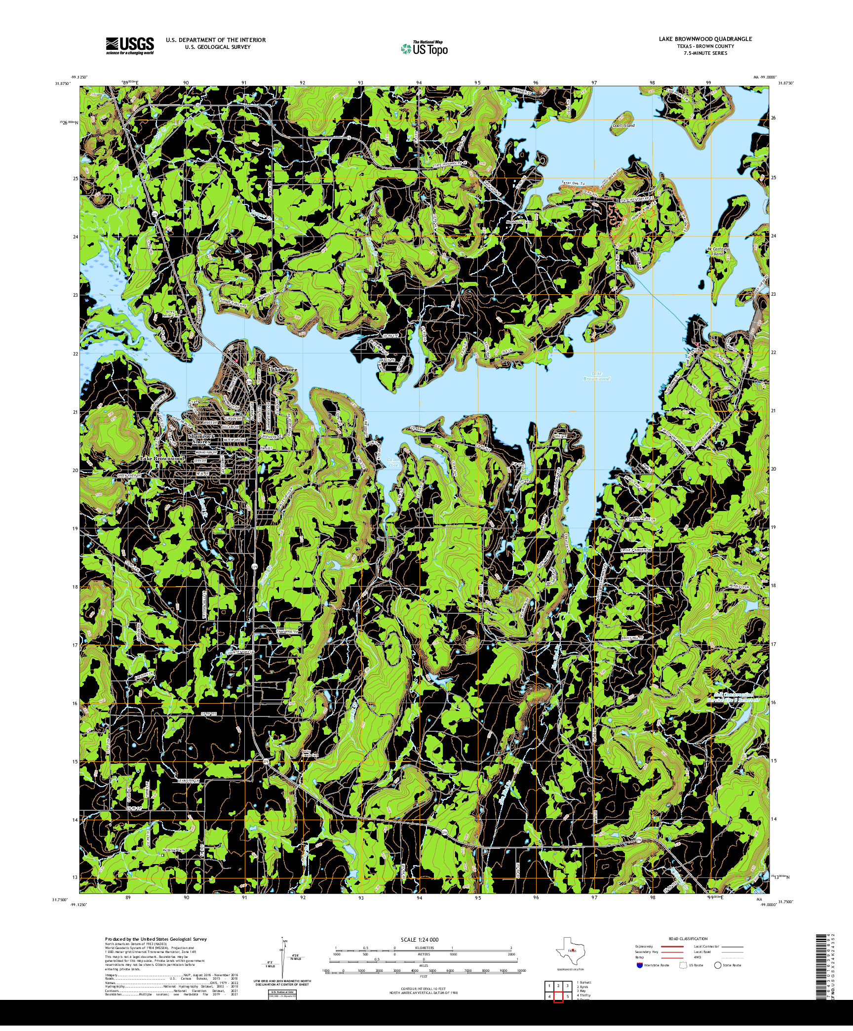 US TOPO 7.5-MINUTE MAP FOR LAKE BROWNWOOD, TX