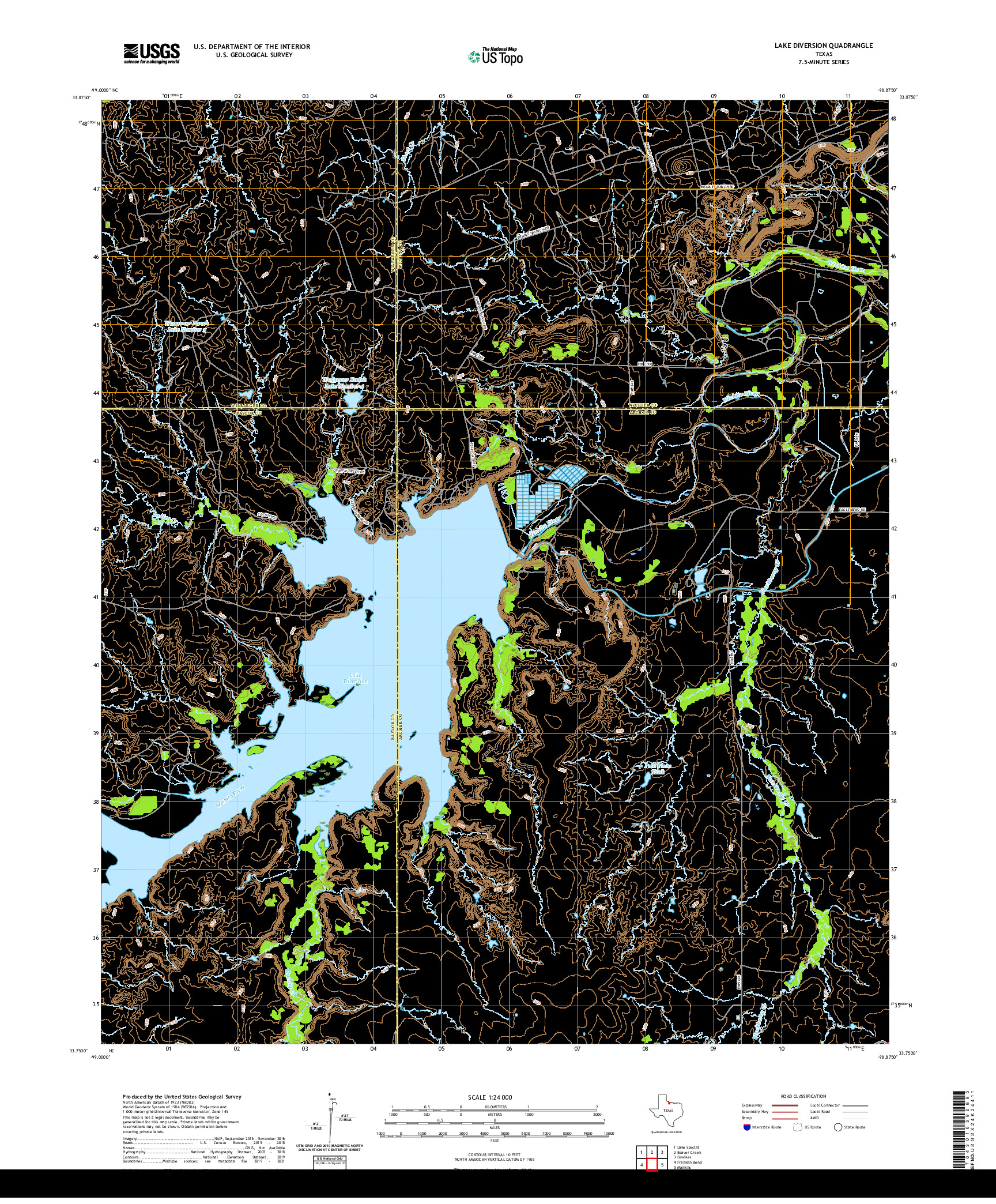 US TOPO 7.5-MINUTE MAP FOR LAKE DIVERSION, TX